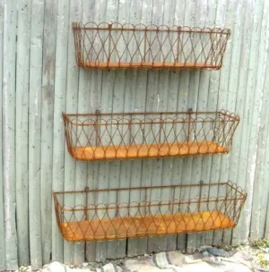 Solid Steel Tin Bottom Window Boxes Set of 6 dried flower branch  
