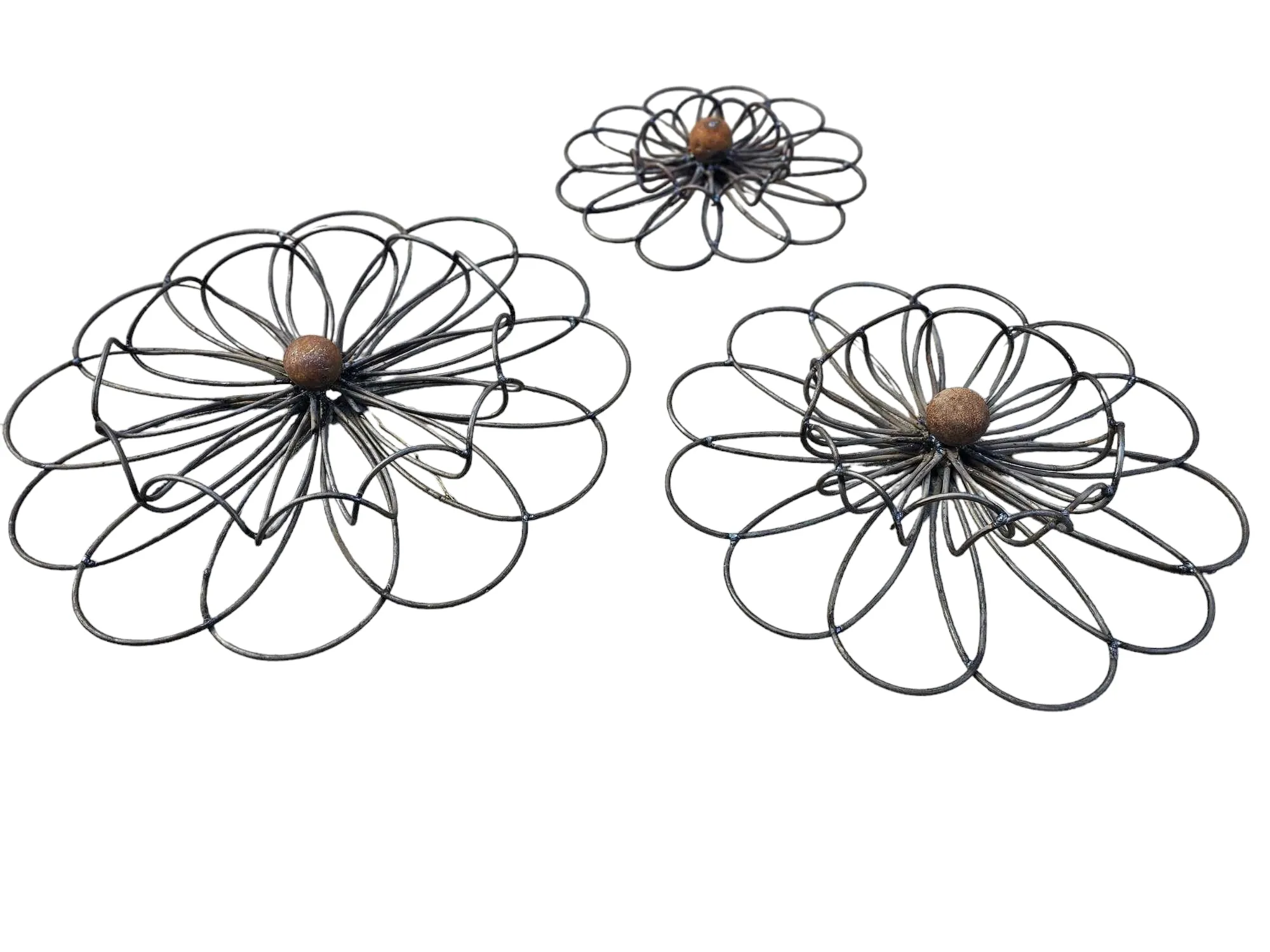 Solid Steel Wire Wall Flower with Ball Center dried flower branch  