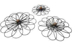 Solid Steel Wire Wall Flower with Ball Center dried flower branch  