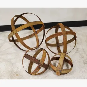 Solid Strap Steel Iron Spheres Set of 4 dried flower branch  