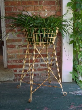 Solid Iron Egg Basket with Twisted Strap On Legs cactus succulent plant  