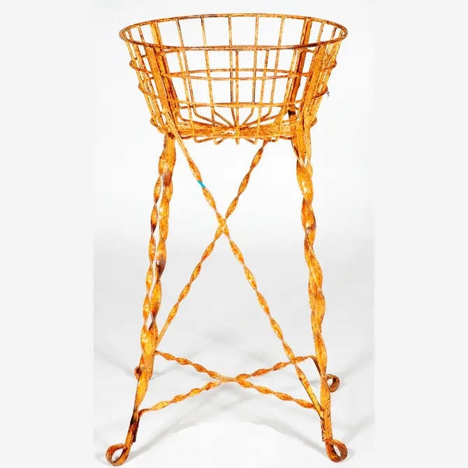 Solid Iron Egg Basket with Twisted Strap On Legs
