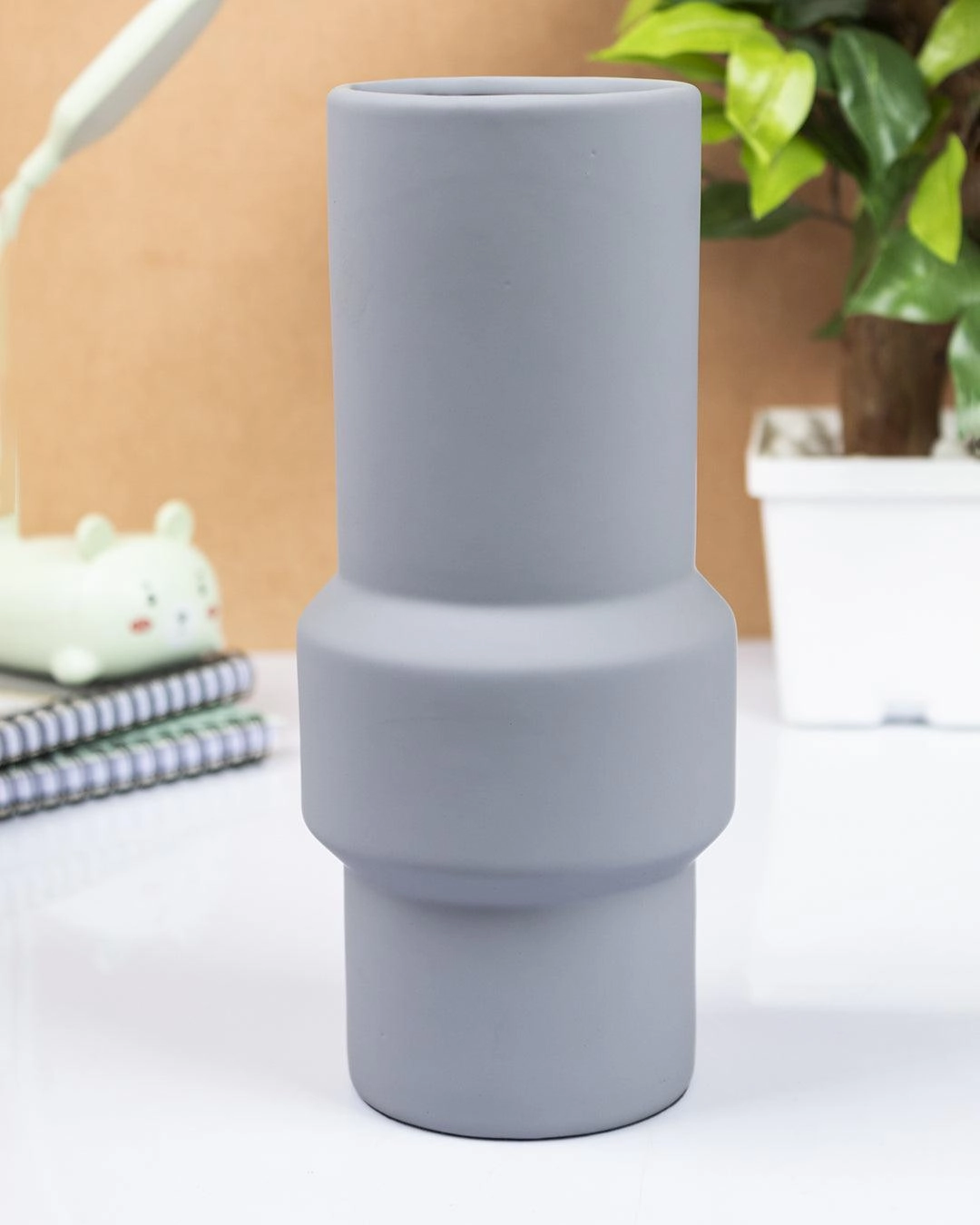 Solid Vase, Grey, Ceramic