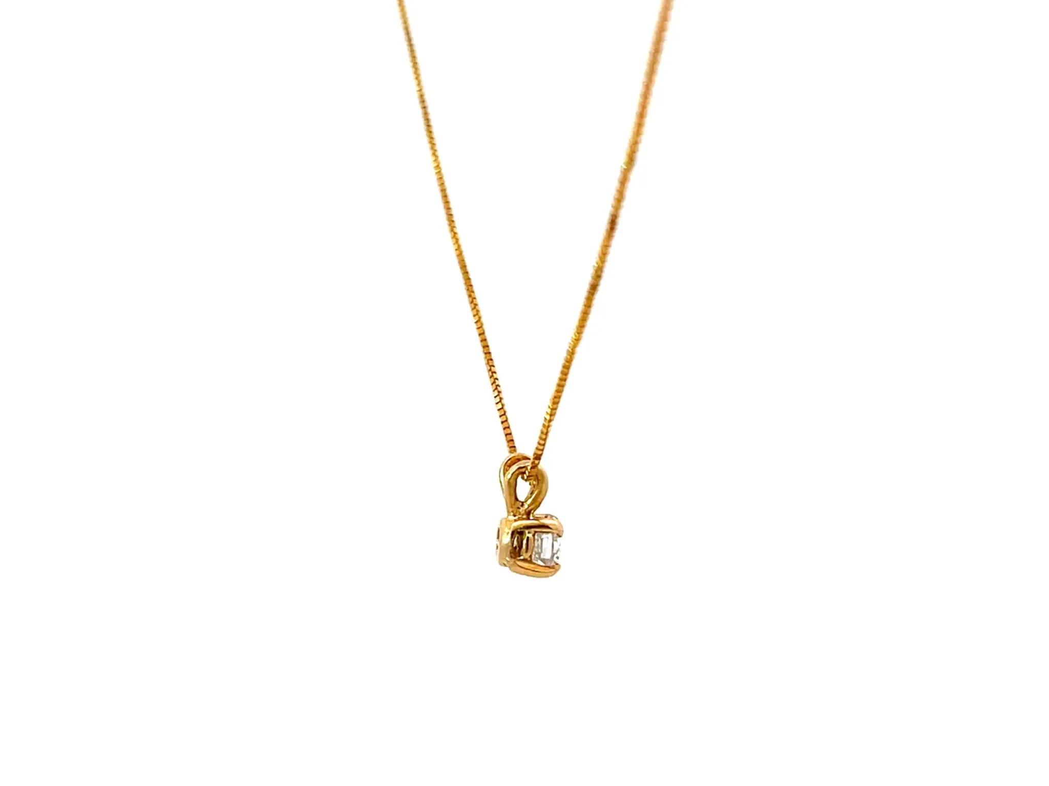 Solitaire Diamond Pendant Necklace 14k Yellow Gold