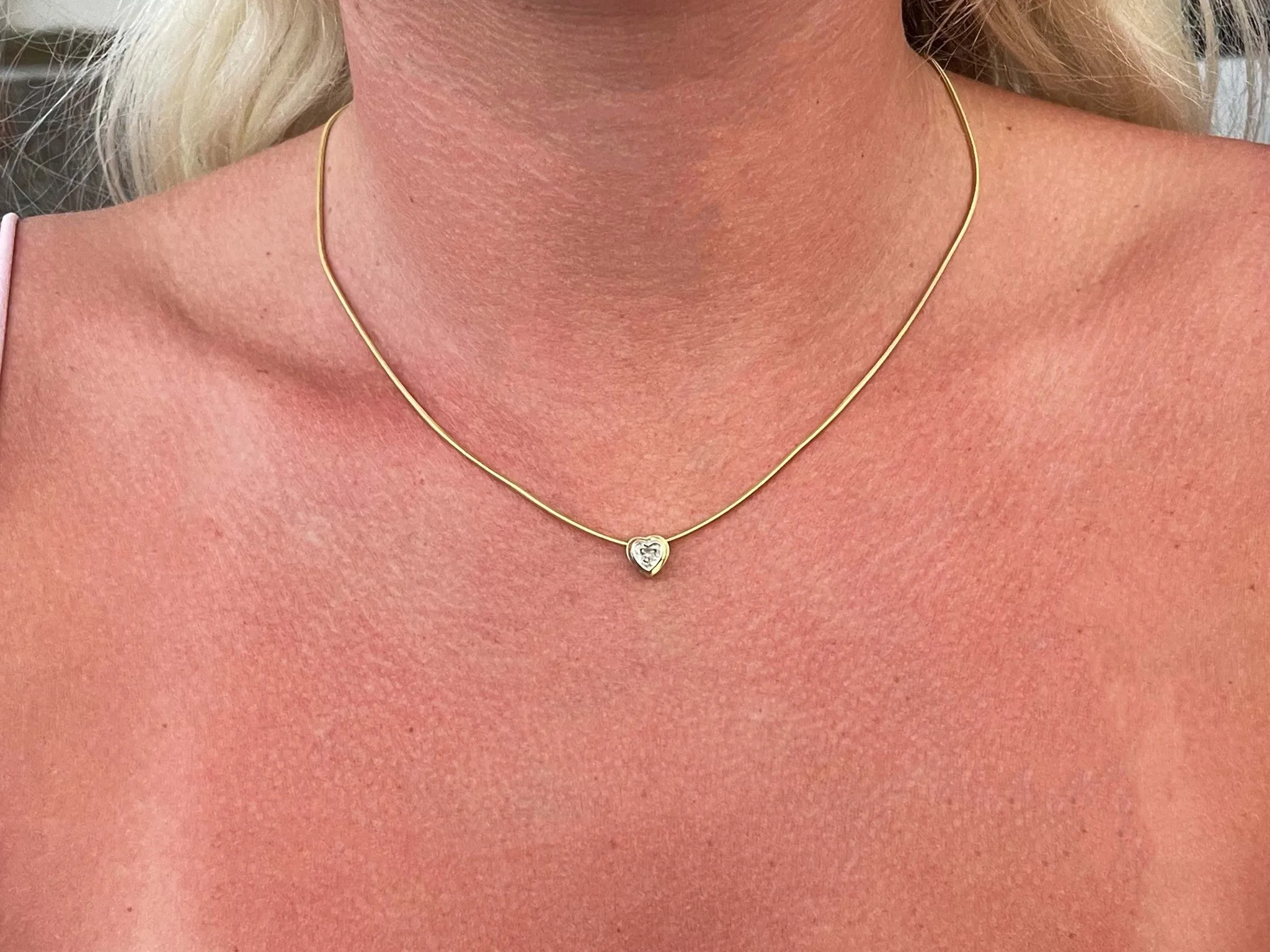 Solitaire Diamond Pendant Necklace 14k Yellow Gold