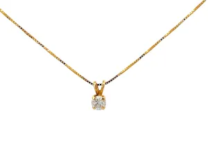 Solitaire Diamond Pendant Necklace 14k Yellow Gold