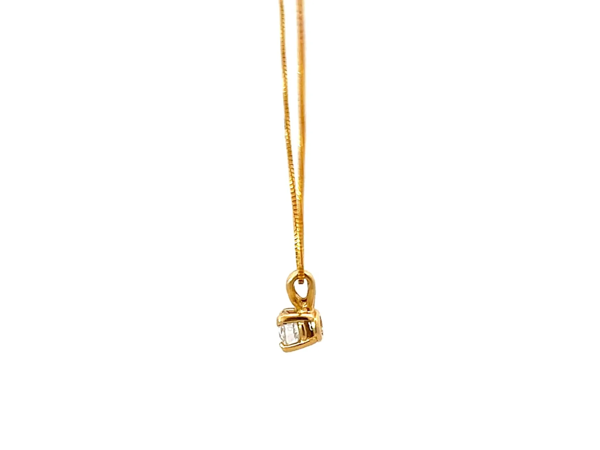 Solitaire Diamond Pendant Necklace 14k Yellow Gold