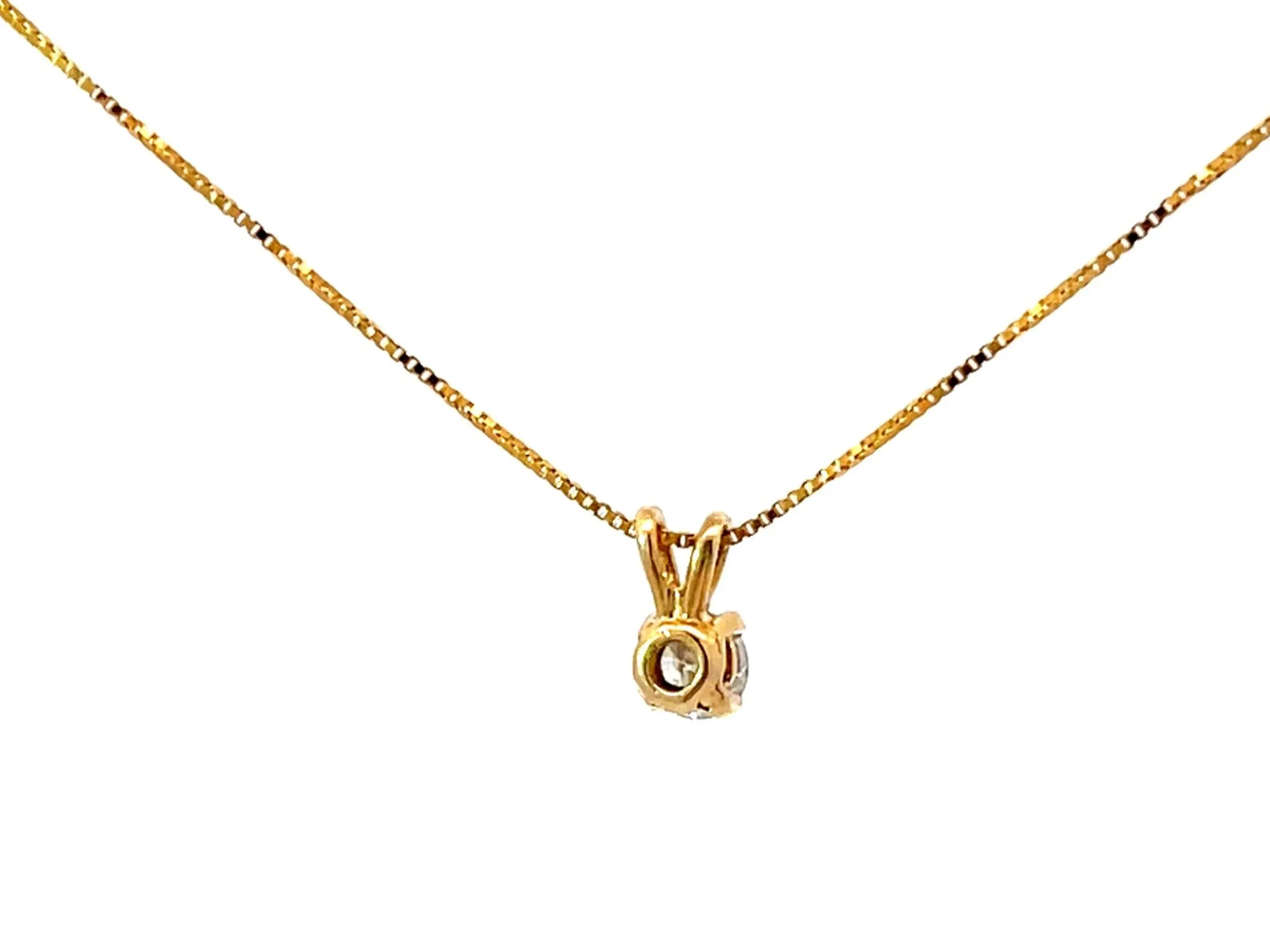 Solitaire Diamond Pendant Necklace 14k Yellow Gold