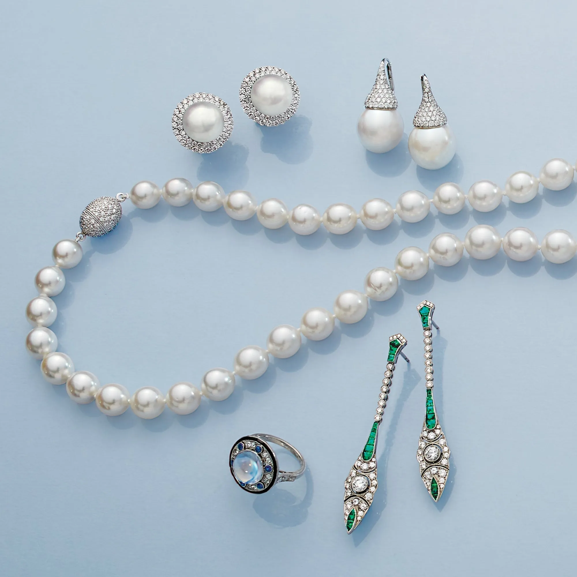 South Sea Pearl & Pav Diamond Kiss Earrings