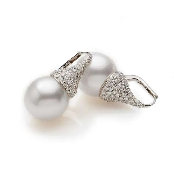 South Sea Pearl & Pav Diamond Kiss Earrings