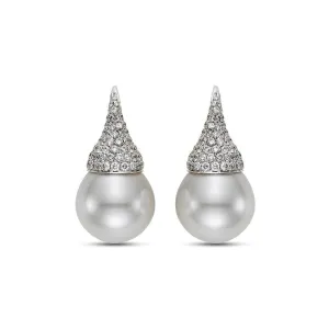South Sea Pearl & Pav Diamond Kiss Earrings