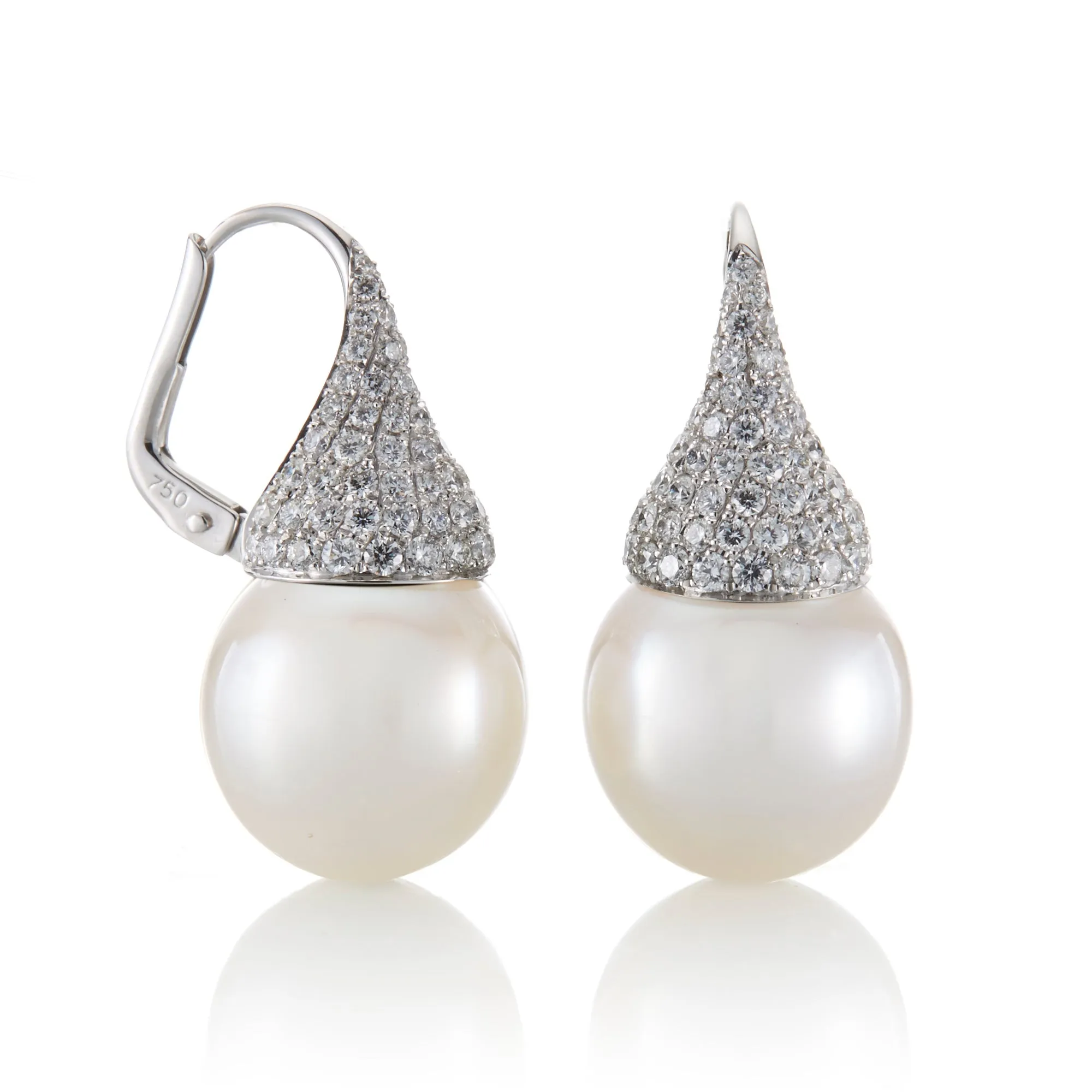 South Sea Pearl & Pav Diamond Kiss Earrings