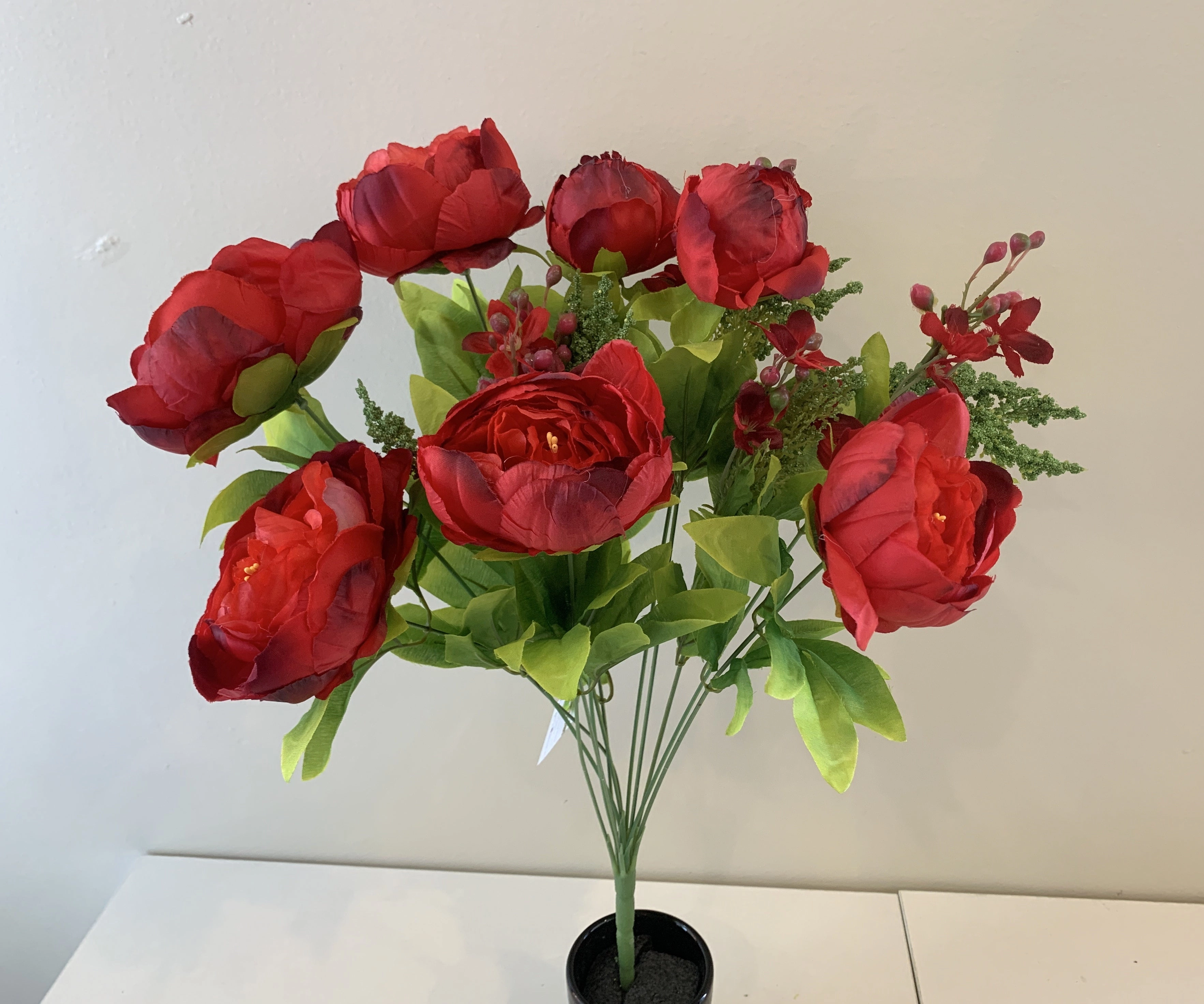 SP0013 Peony Ranunculus Bunch 55cm Red