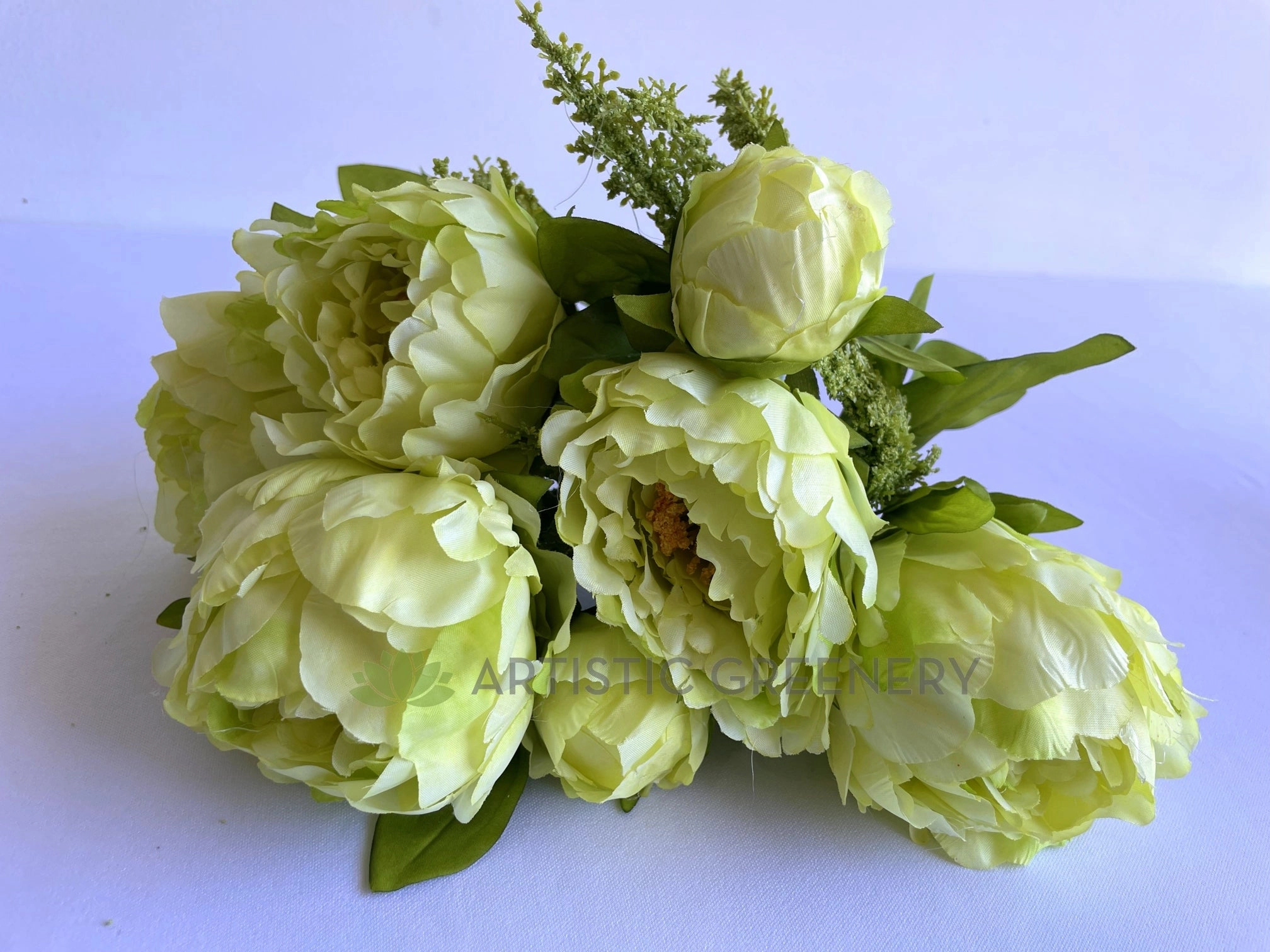 SP0013LGRE Peony Ranunculus Bunch 45cm Light Green