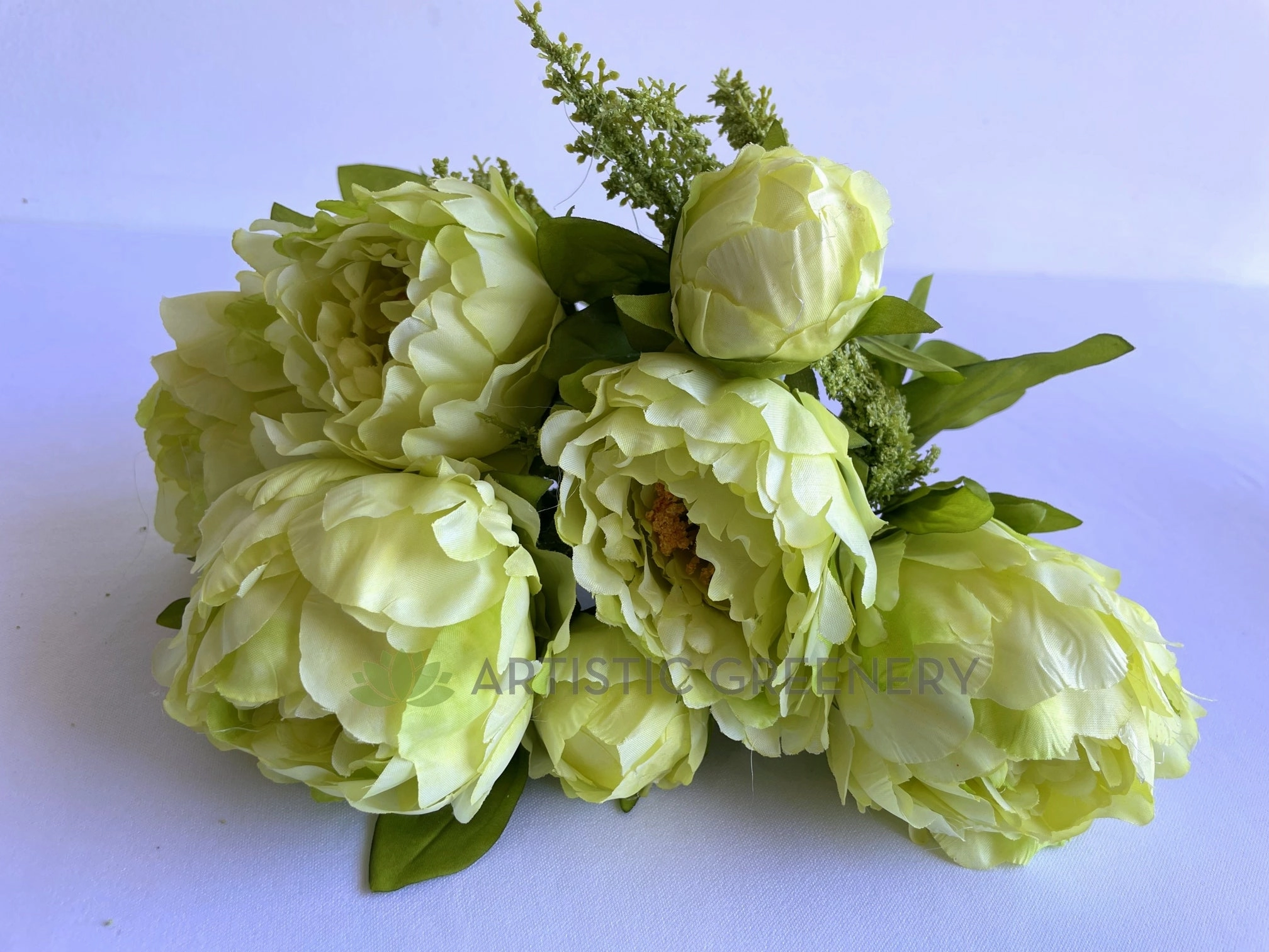 SP0013LGRE Peony Ranunculus Bunch 45cm Light Green
