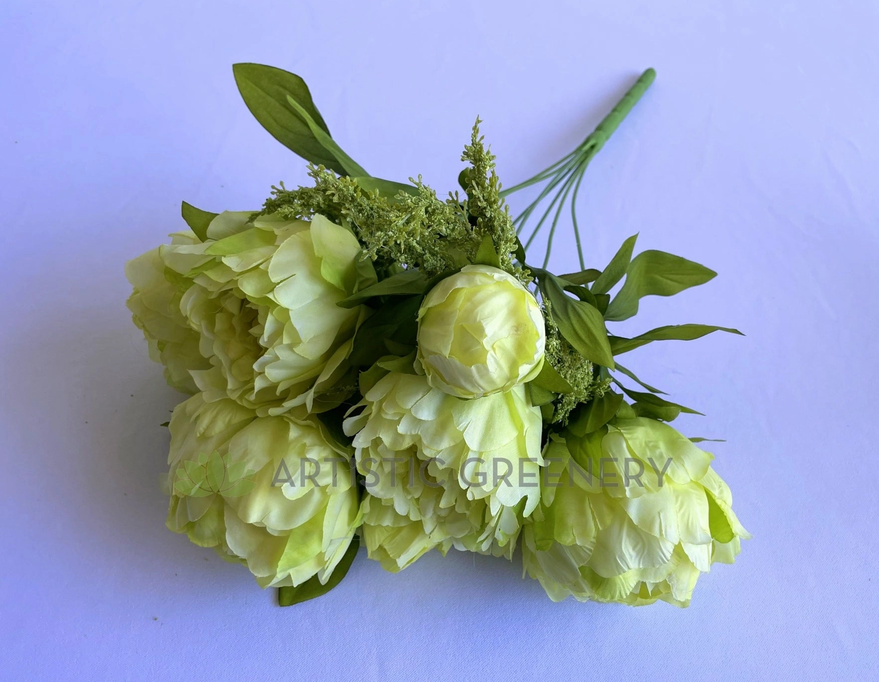SP0013LGRE Peony Ranunculus Bunch 45cm Light Green