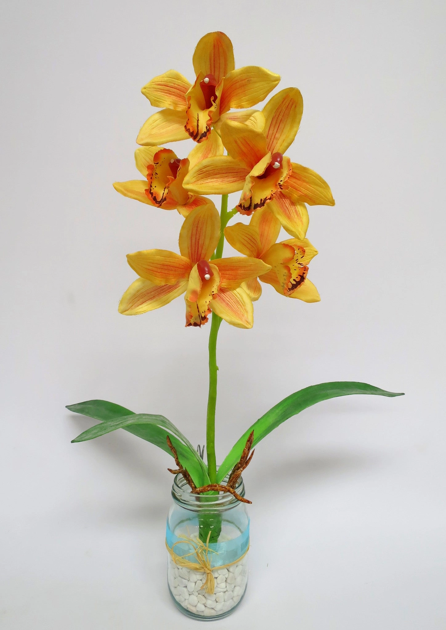 SP0045 Cymbidium Orchid Stem with Leaves 42cm 4 Colours