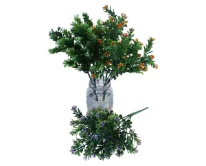 SP0057 Boxwood Picks with Flowers 32cm 3 Colours dried green plant  