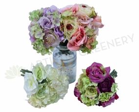 SP0067(g) Rose with Hydrangea Bunch 21cm 4 Styles outdoor greenery  