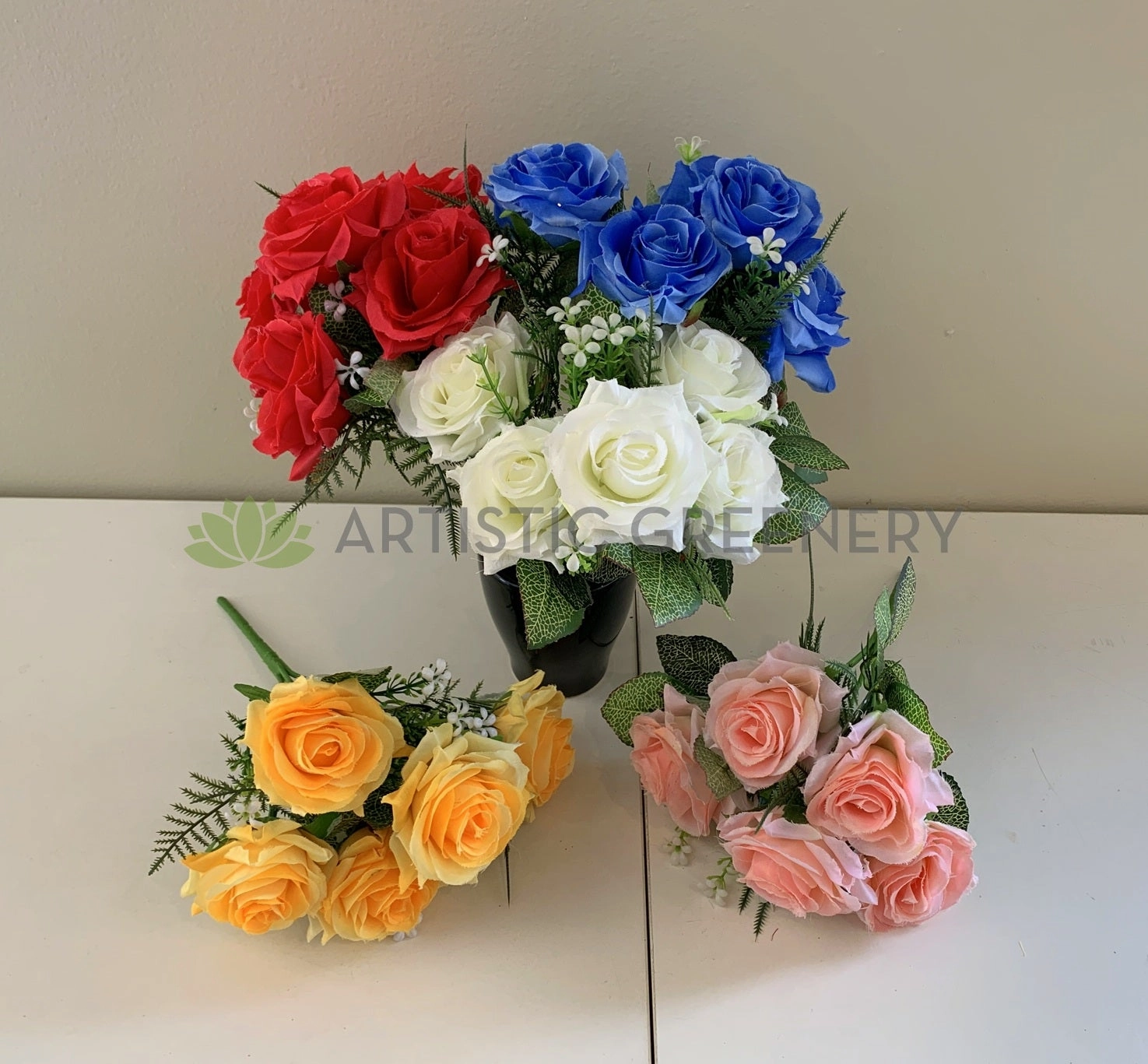 SP0104 Rose Bunch 5 Flowers 25cm 5 Colours