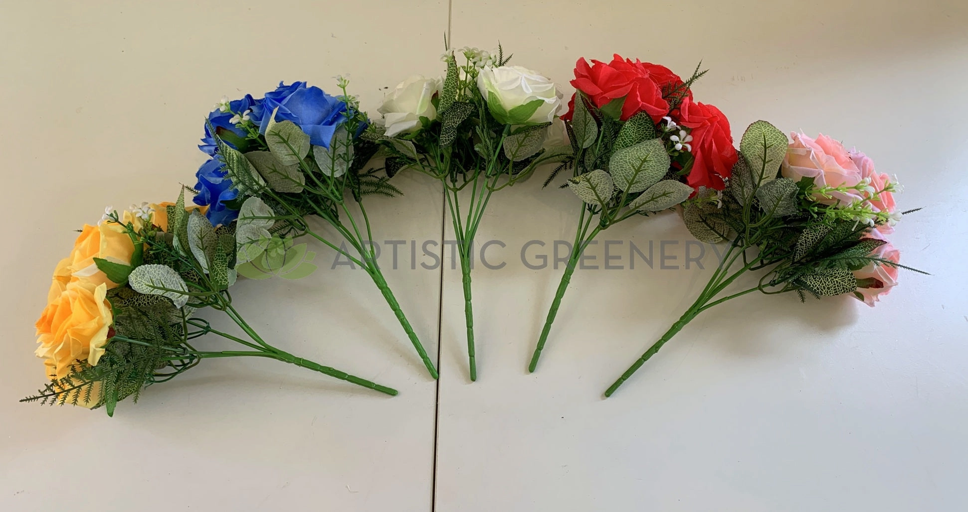 SP0104 Rose Bunch 5 Flowers 25cm 5 Colours