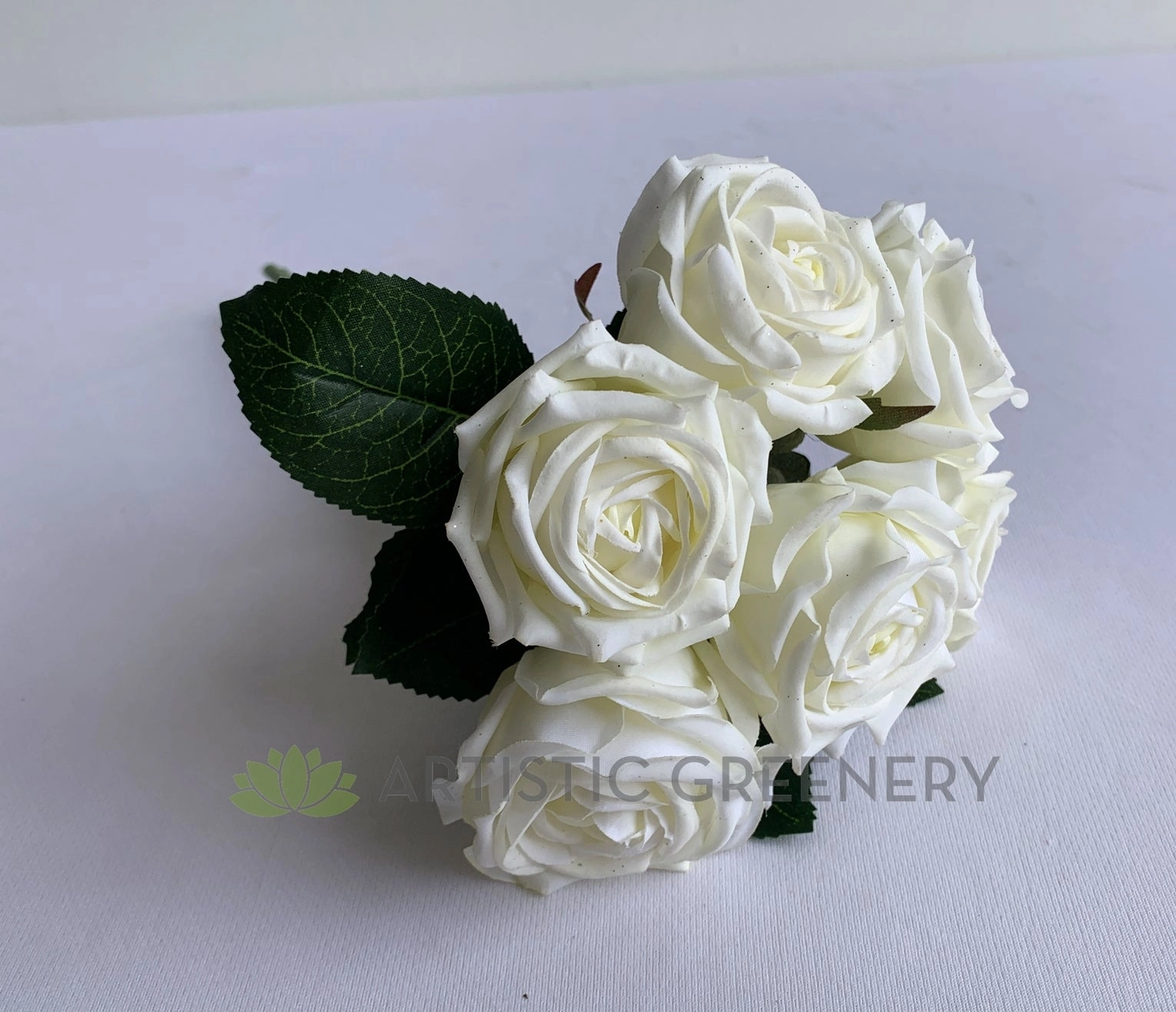 SP0107NEW Real Touch Latex Rose Bunch 28cm White / Red