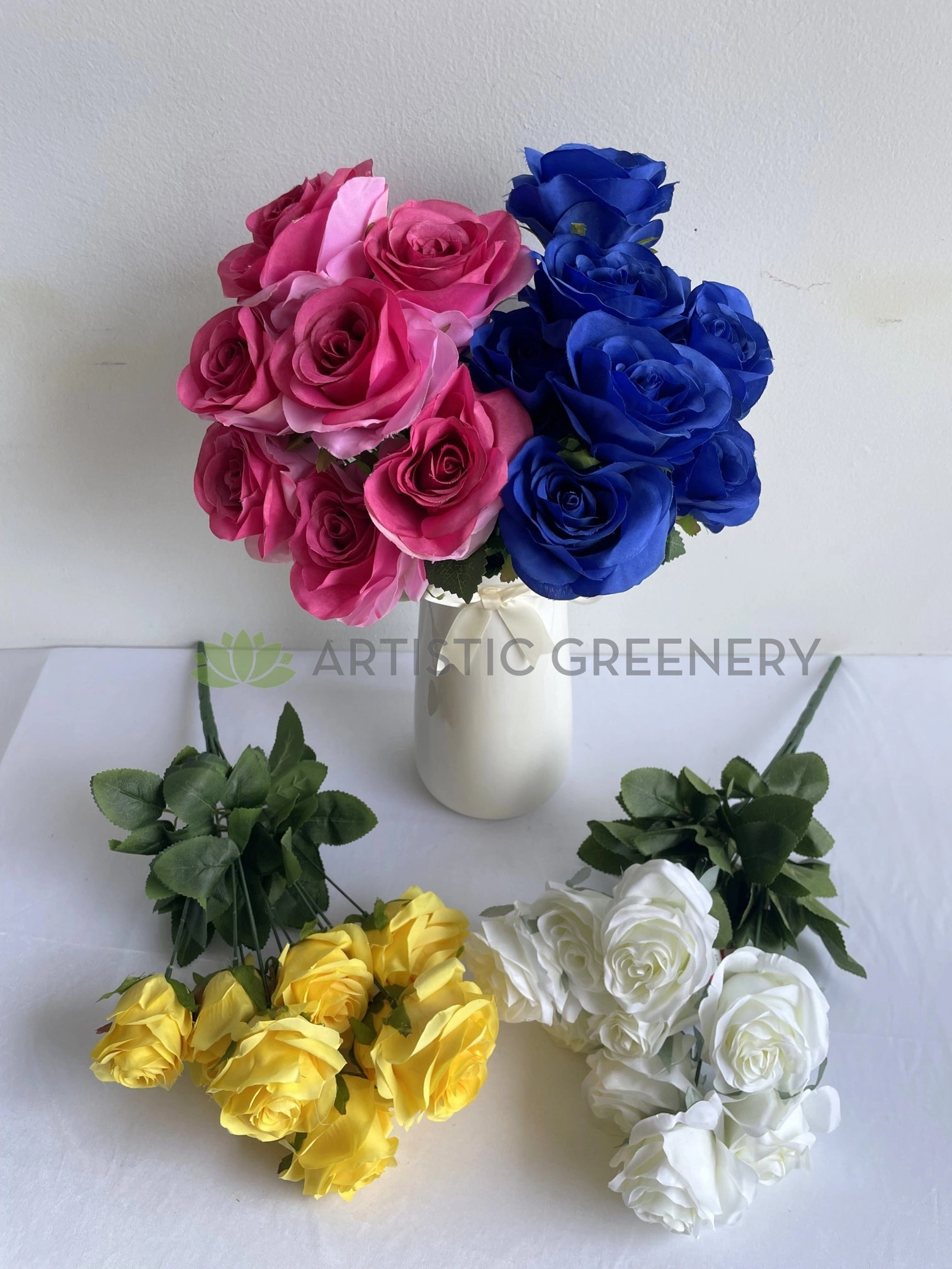 SP0110 Rose Bunch 46cm Pink / Blue / Yellow / White