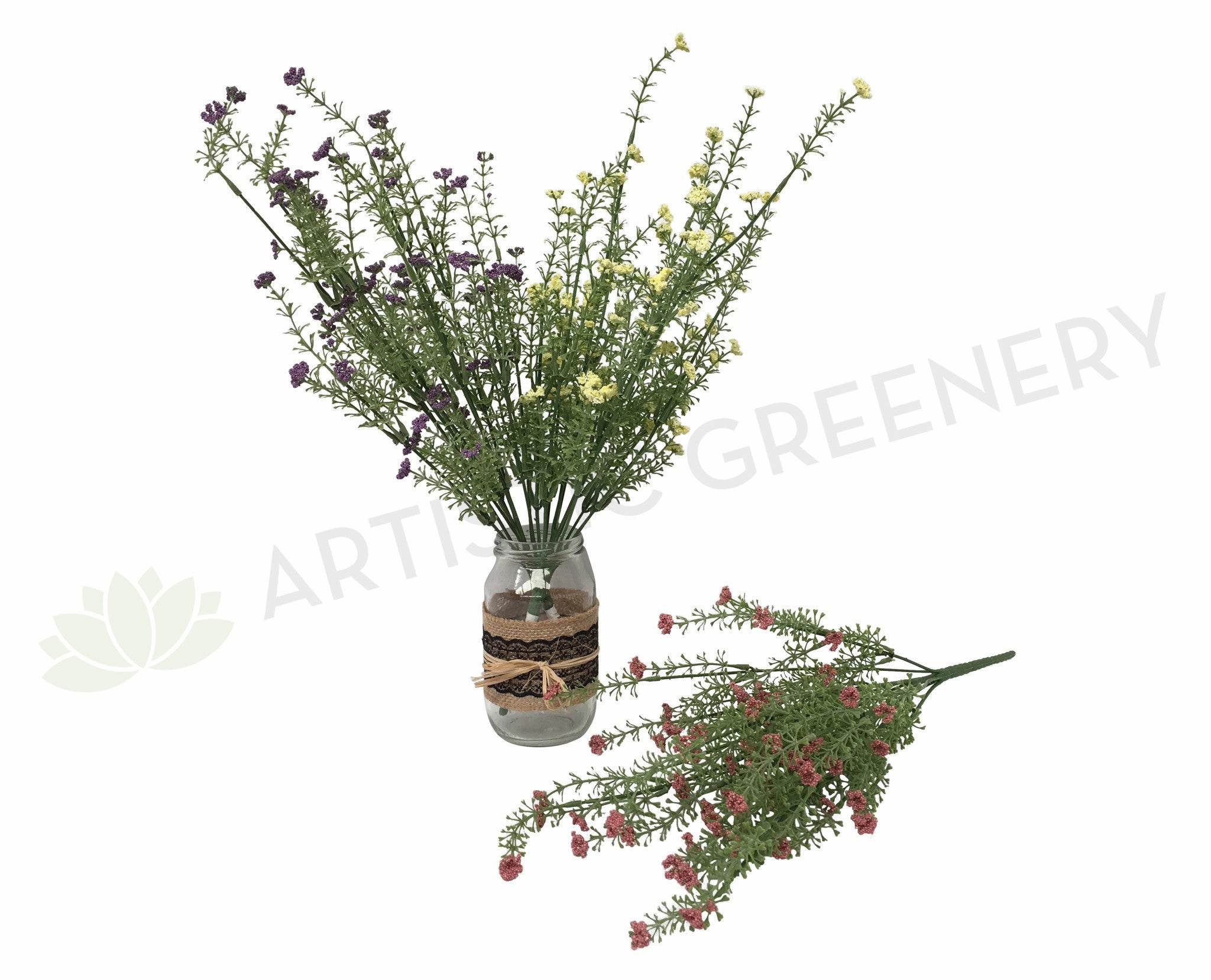 SP0191 Flowering Greenery Bunch 50cm 4 Colours xl flower pot  