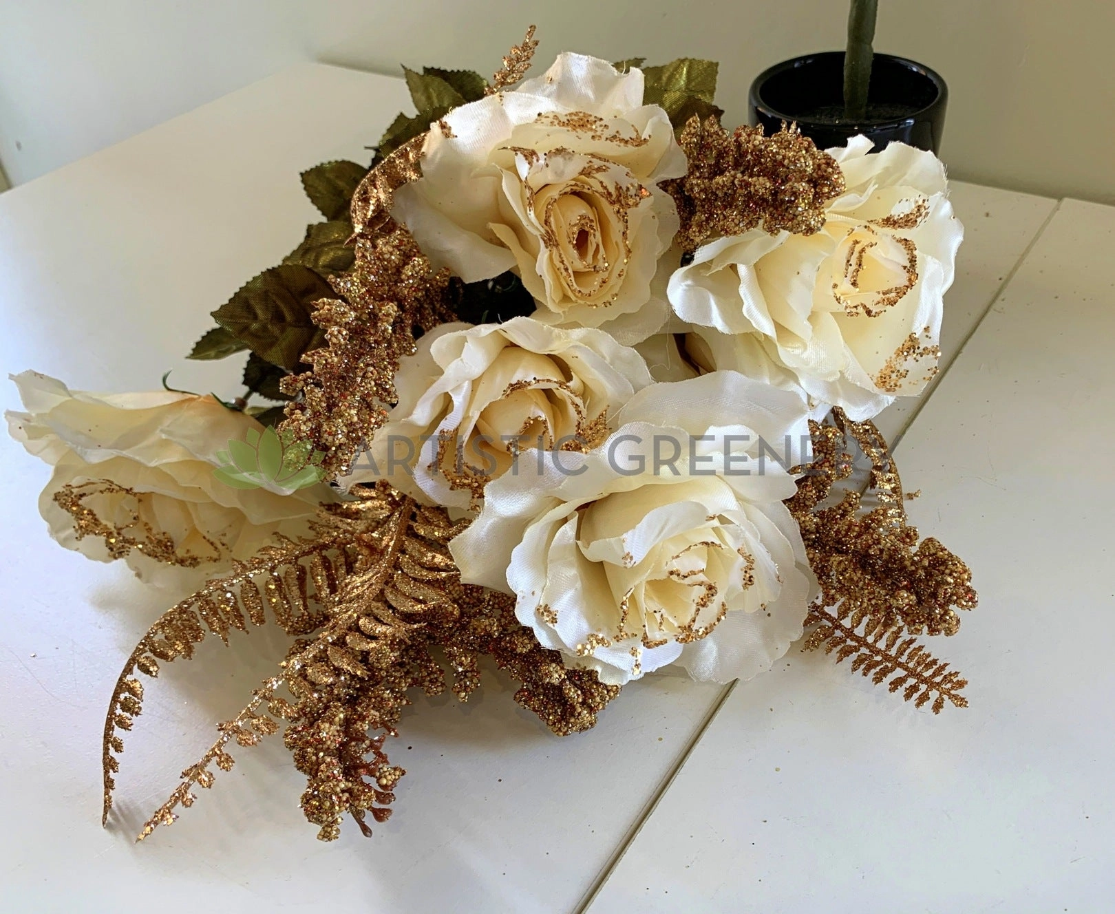 SP0193 & SP0356 Peony & Rose Bunch with Glitter Fillers 49cm 2 Styles