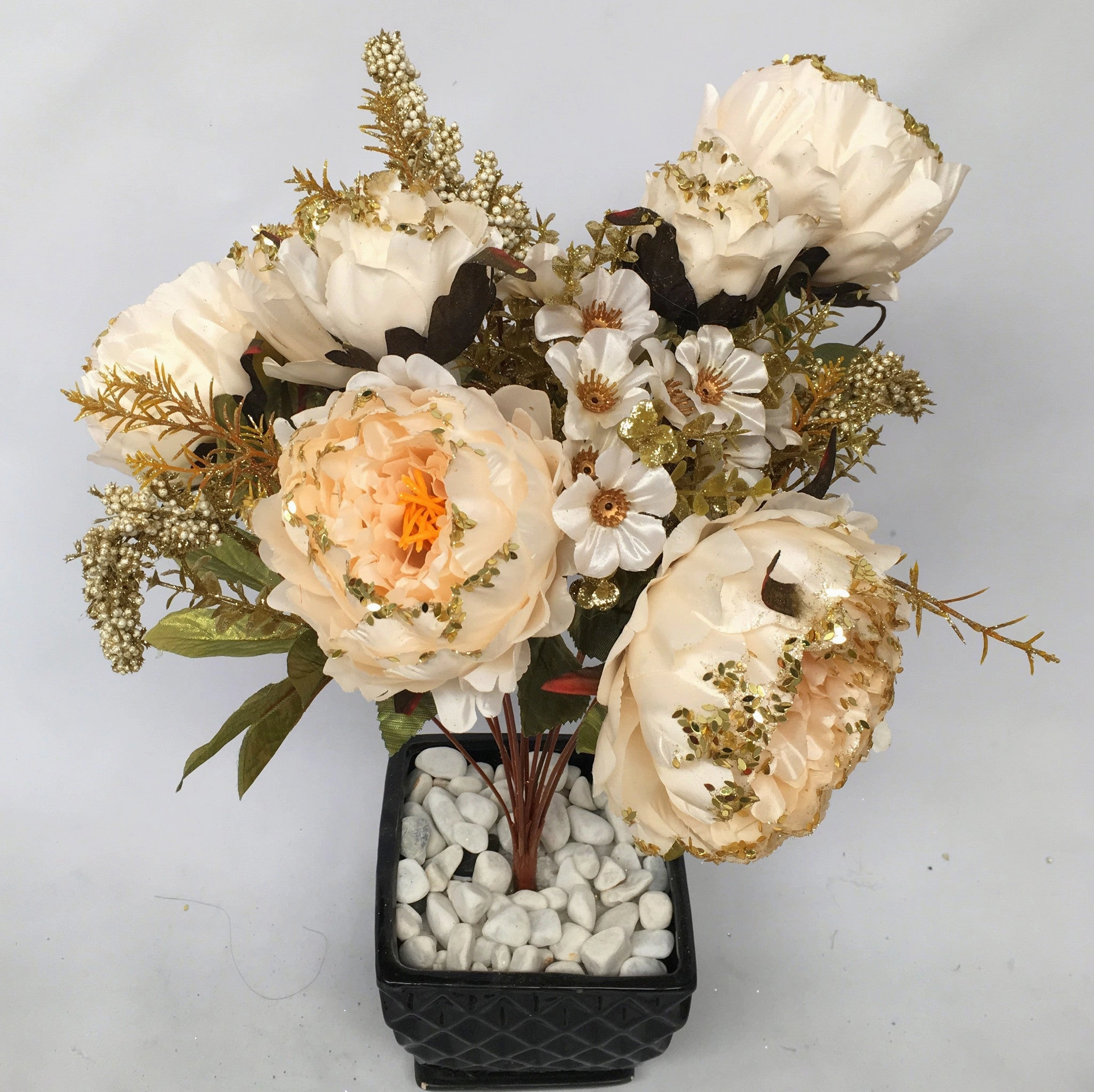 SP0193 Peony Bunch with Gold Trims 49cm 3 Colours