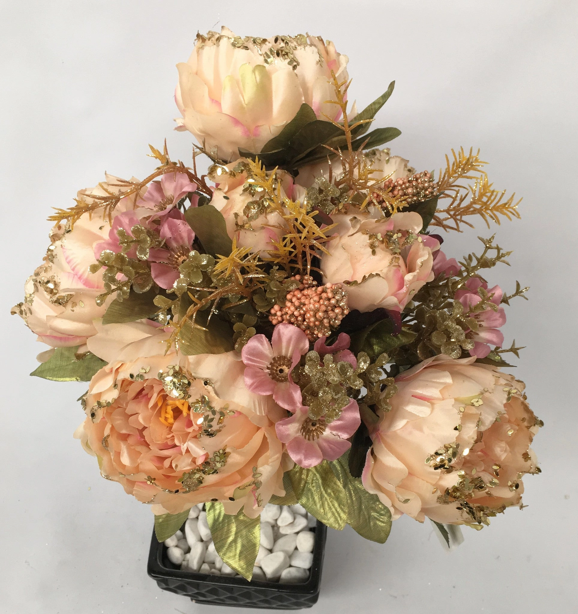 SP0193 Peony Bunch with Gold Trims 49cm 3 Colours