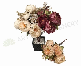 SP0193 Peony Bunch with Gold Trims 49cm 3 Colours outdoor greenery  