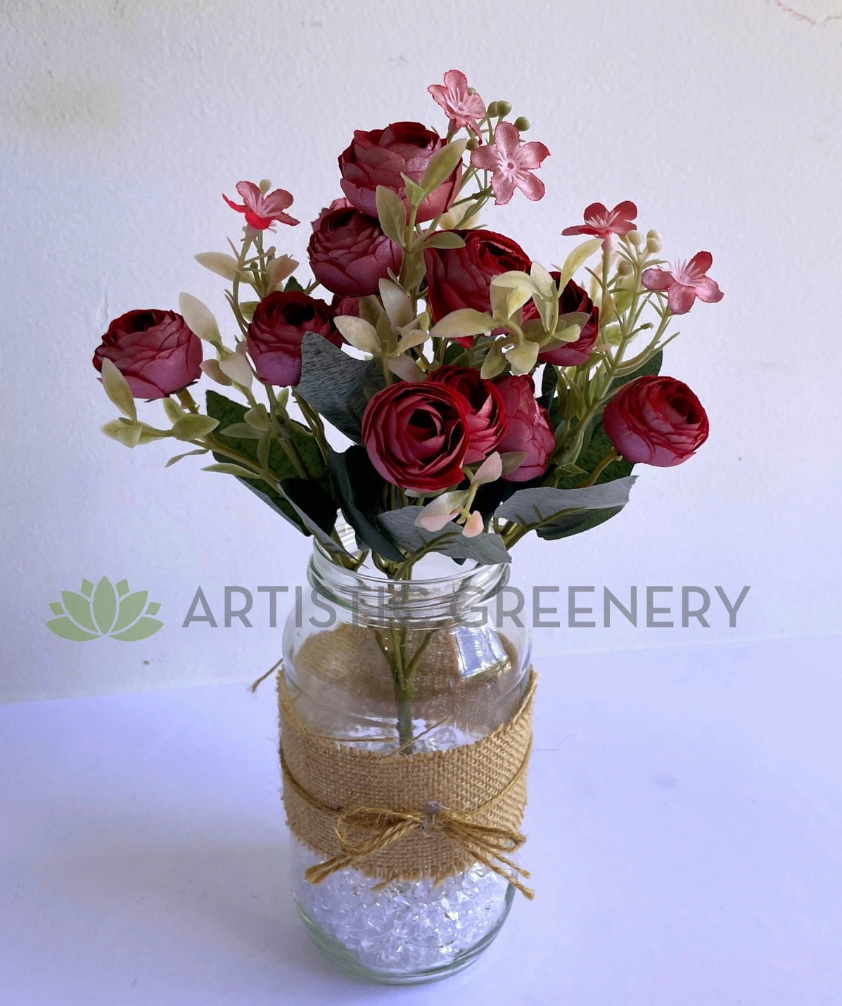 SP0194 European Style Mini Cabbage Rose Bunch 28cm