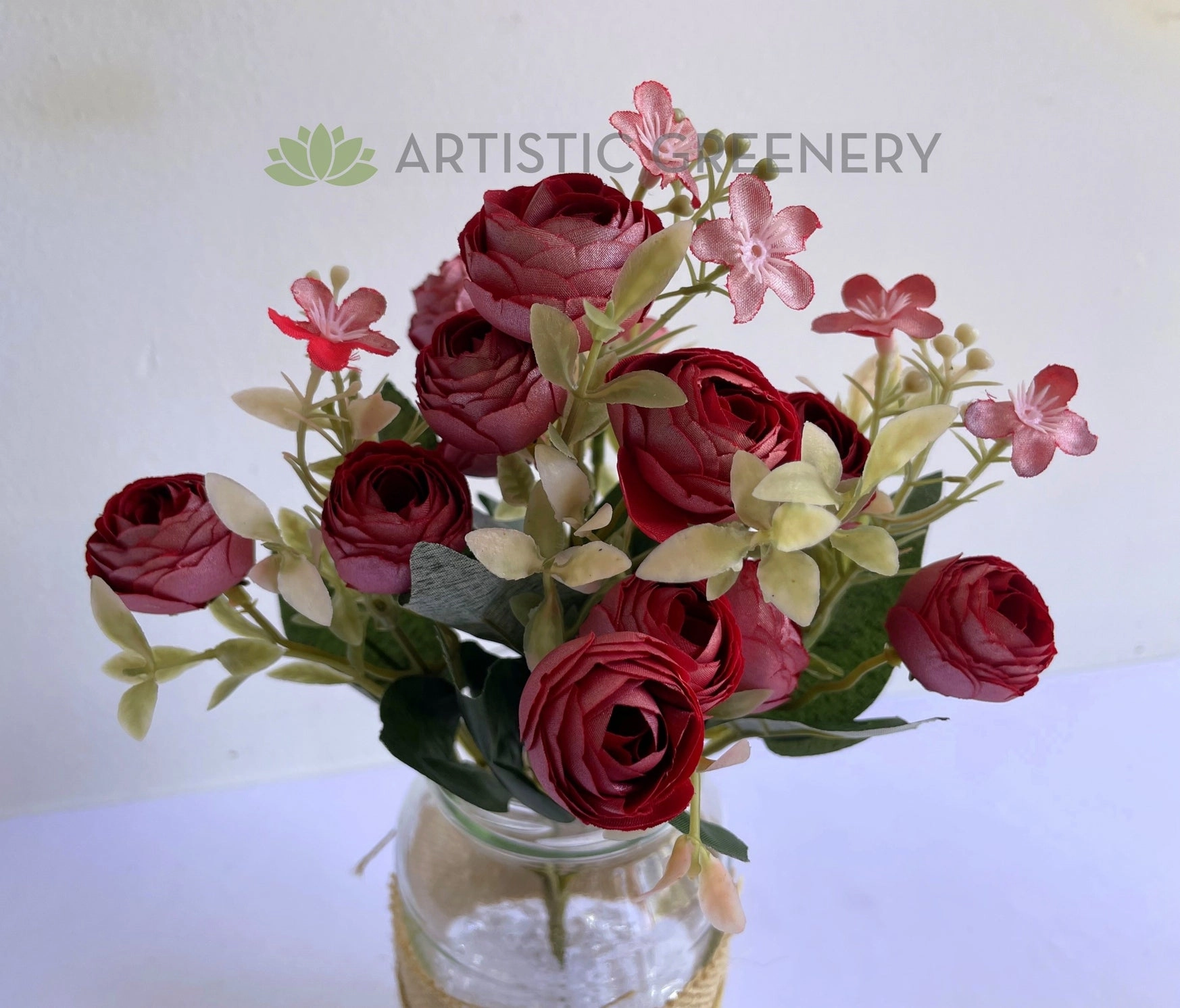SP0194 European Style Mini Cabbage Rose Bunch 28cm