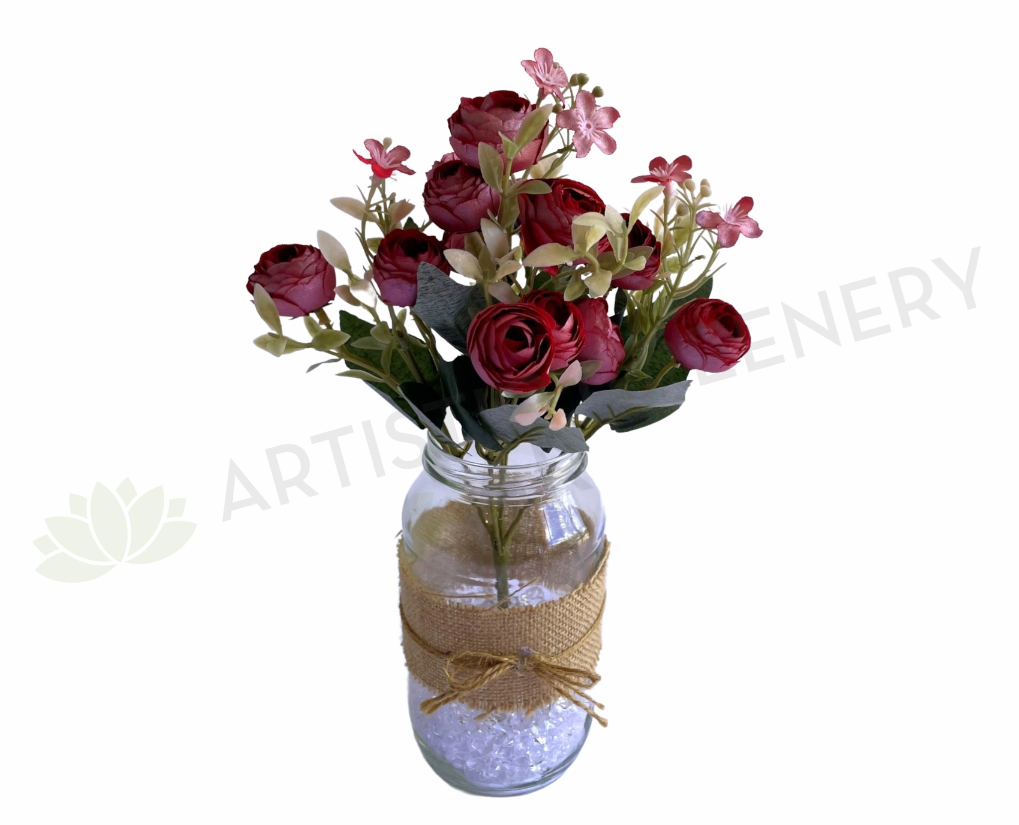SP0194 European Style Mini Cabbage Rose Bunch 28cm indoor houseplants  