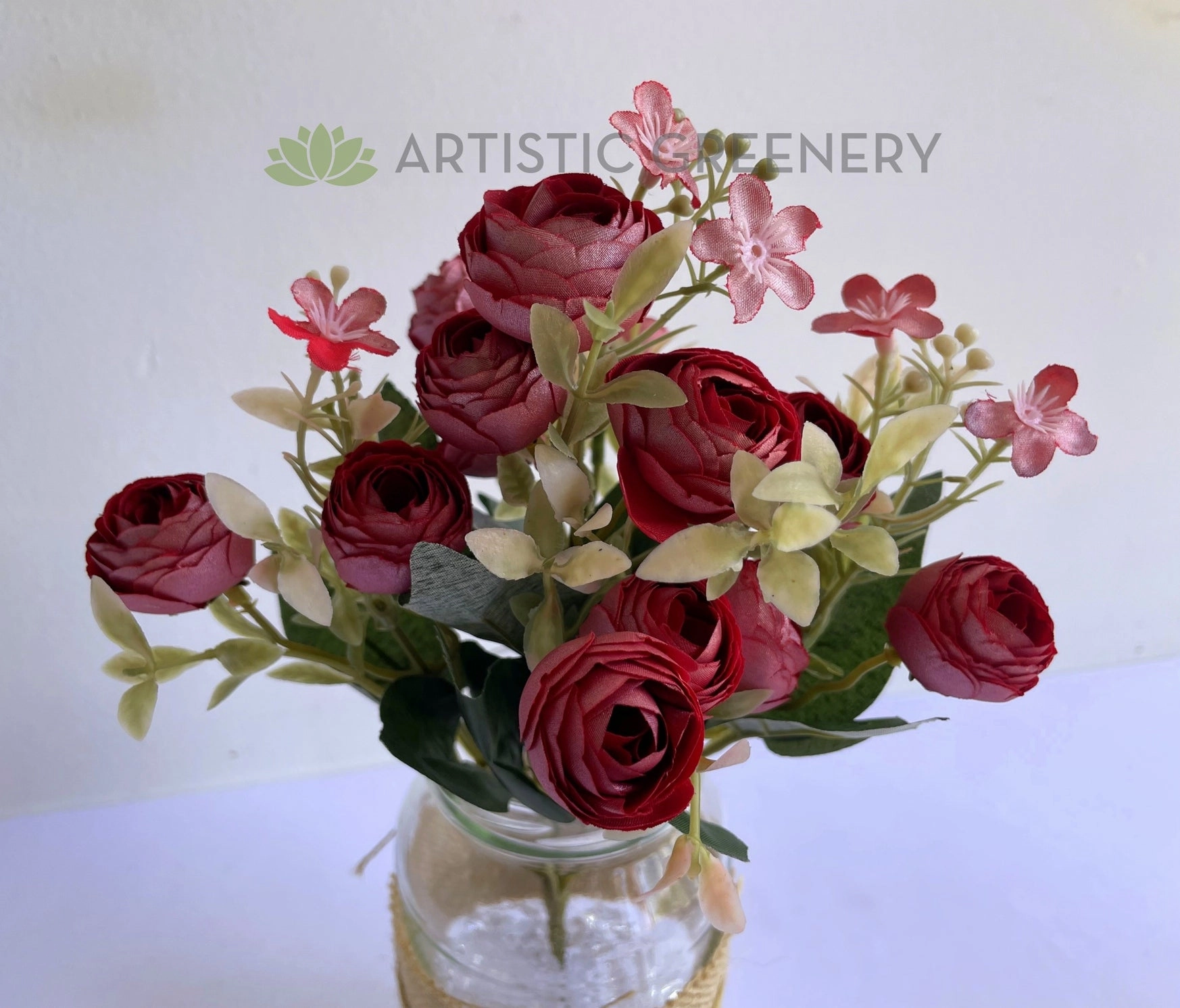 SP0194 European Style Mini Cabbage Rose Bunch 28cm
