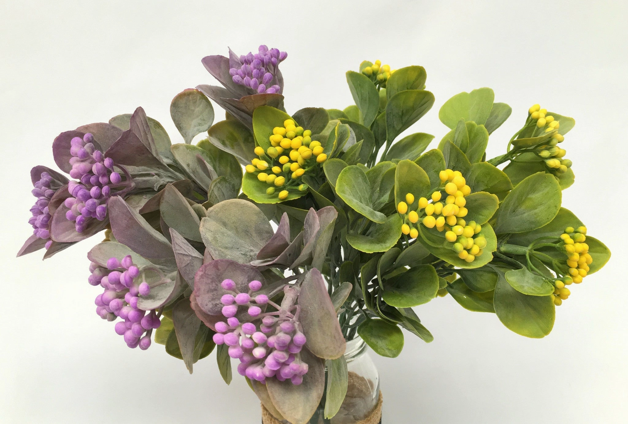 SP0199 Seeded Greenery Bunch 32cm Purple / Yellow