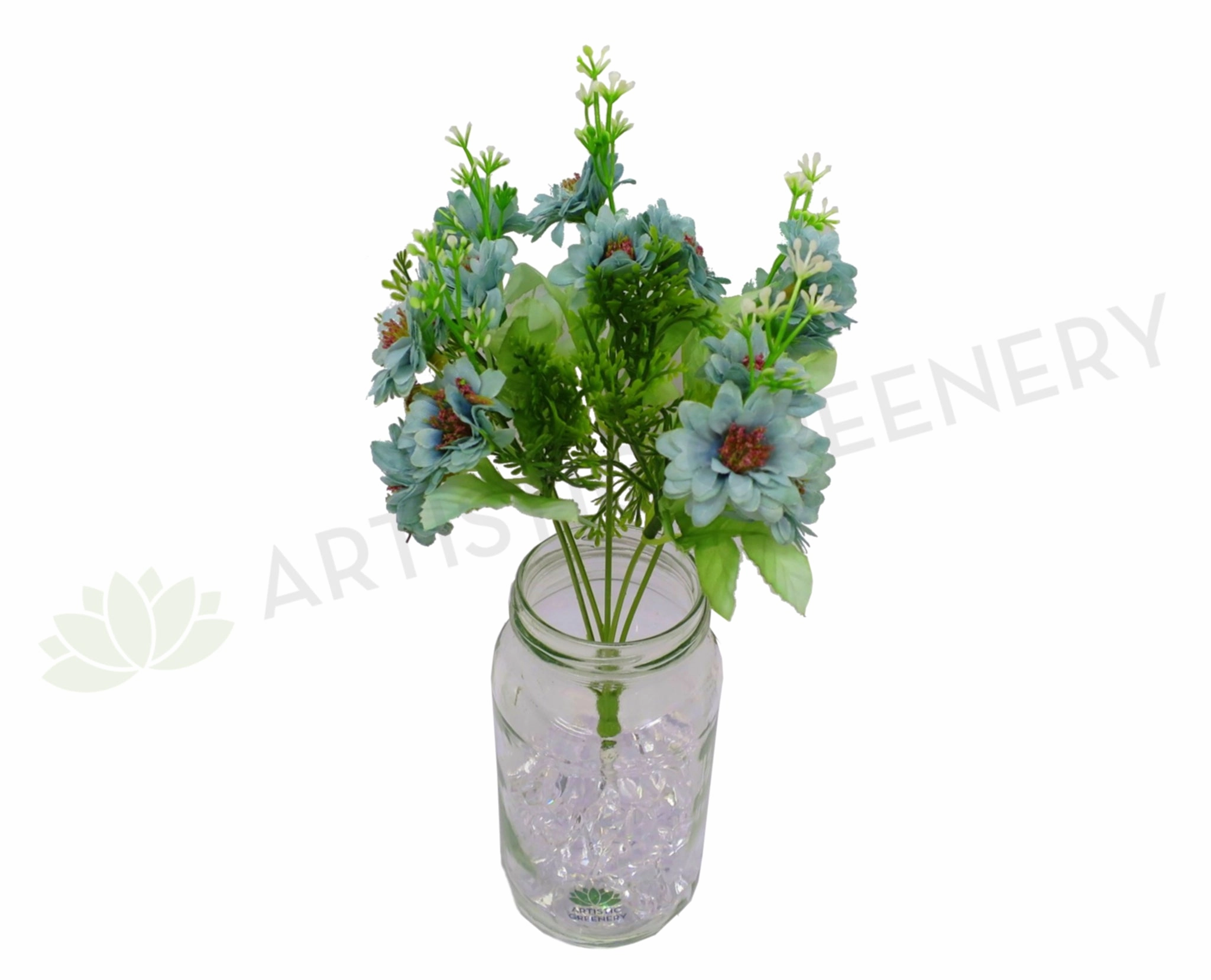 SP0239 Small Turquoise Flower Bunch 28cm indoor houseplants  