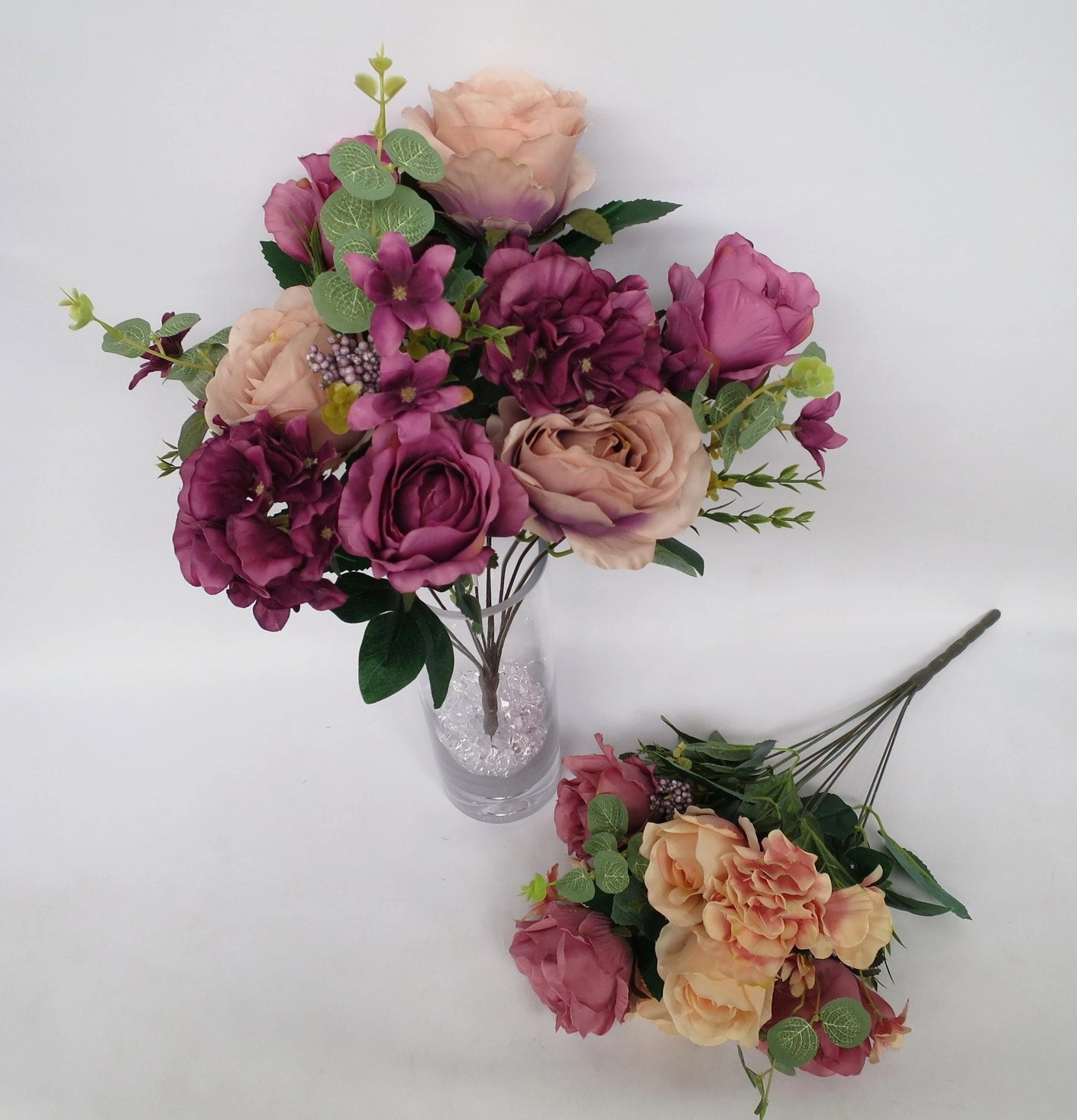 SP0242 Rose & Hydrangea Bunch with Greenery (2 styles) 52cm