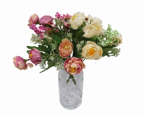 SP0243 Small Ranunculus & Cosmos 27cm Blush Pink / Cream / Purple indoor houseplants  