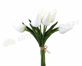 SP0273 PU Tulip Buds Bouquet 29cm (Real Touch) White indoor houseplants  