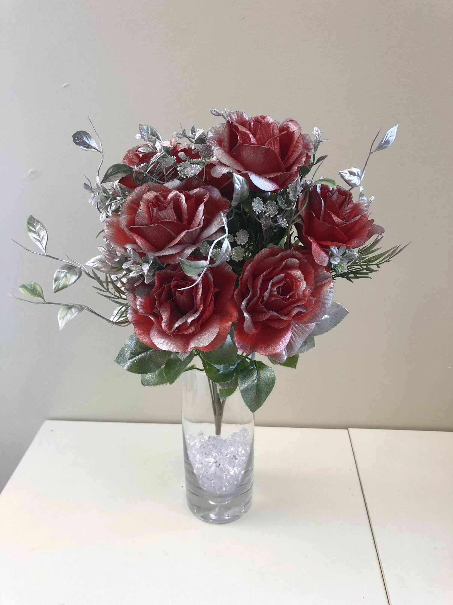 SP0274 Metallic Rose Bunch 53cm 3 Styles