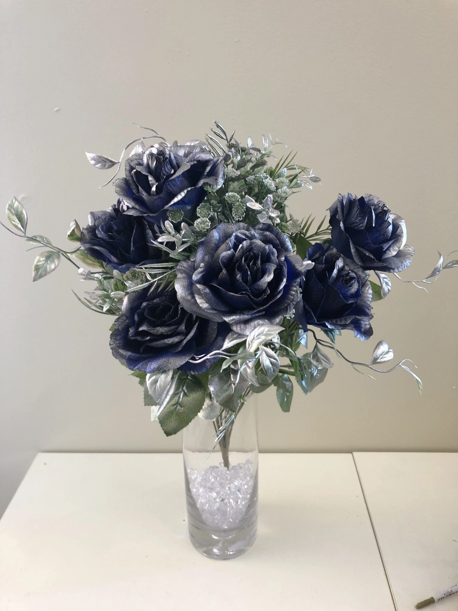 SP0274 Metallic Rose Bunch 53cm 3 Styles