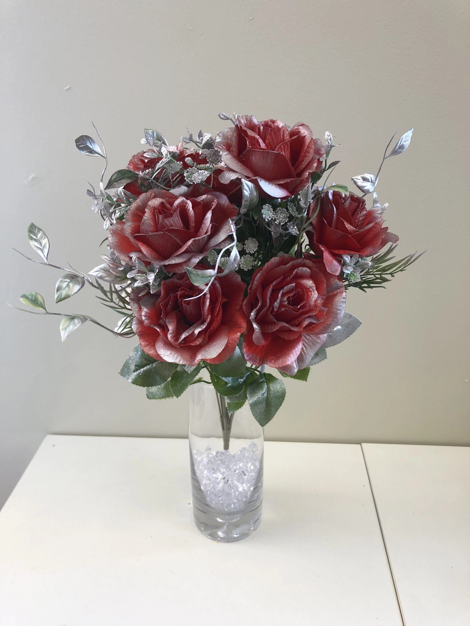 SP0274 Metallic Rose Bunch 53cm 3 Styles