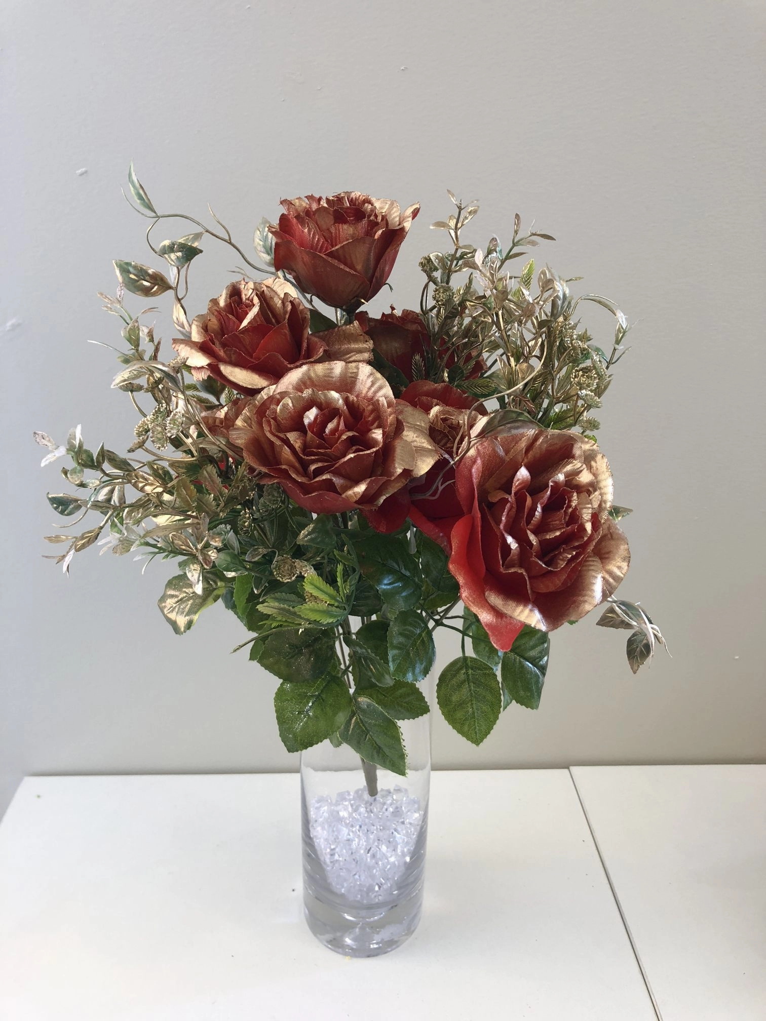 SP0274 Metallic Rose Bunch 53cm 3 Styles