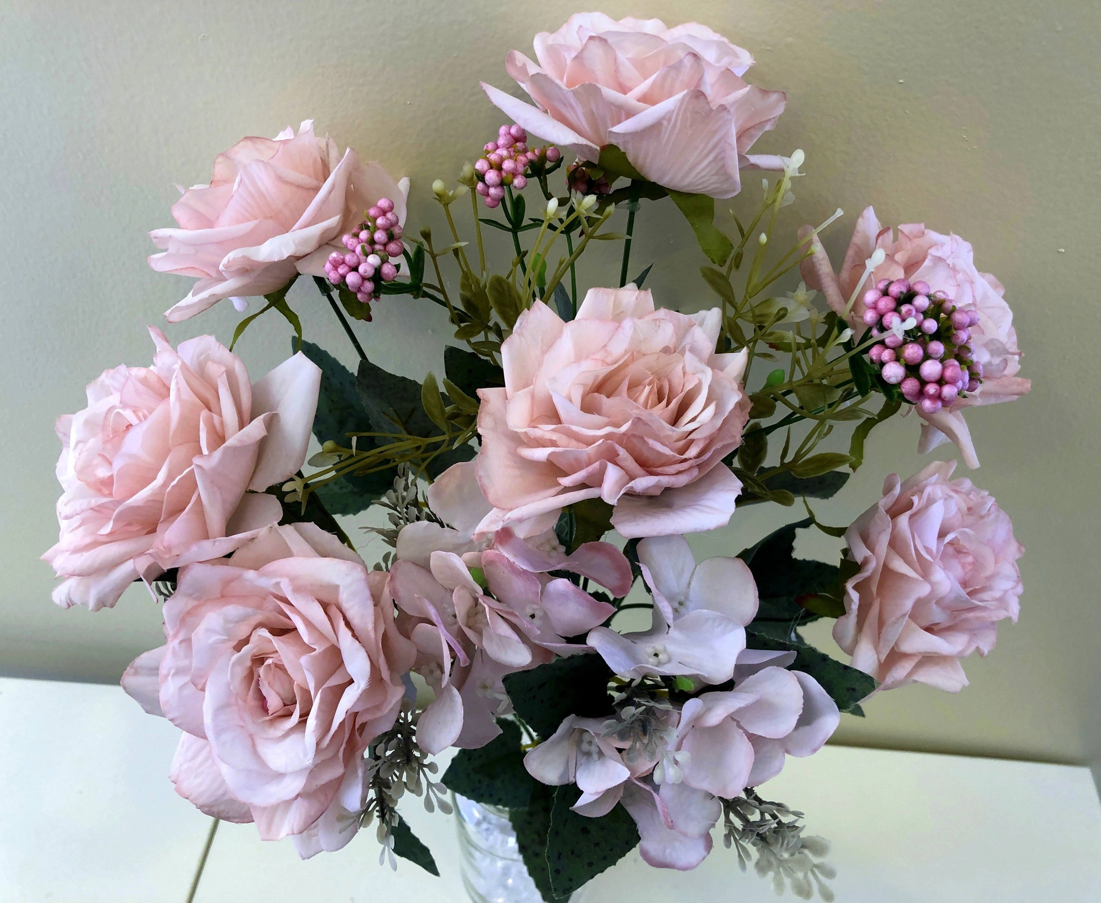 SP0285 Pink Rose Bunch 48cm