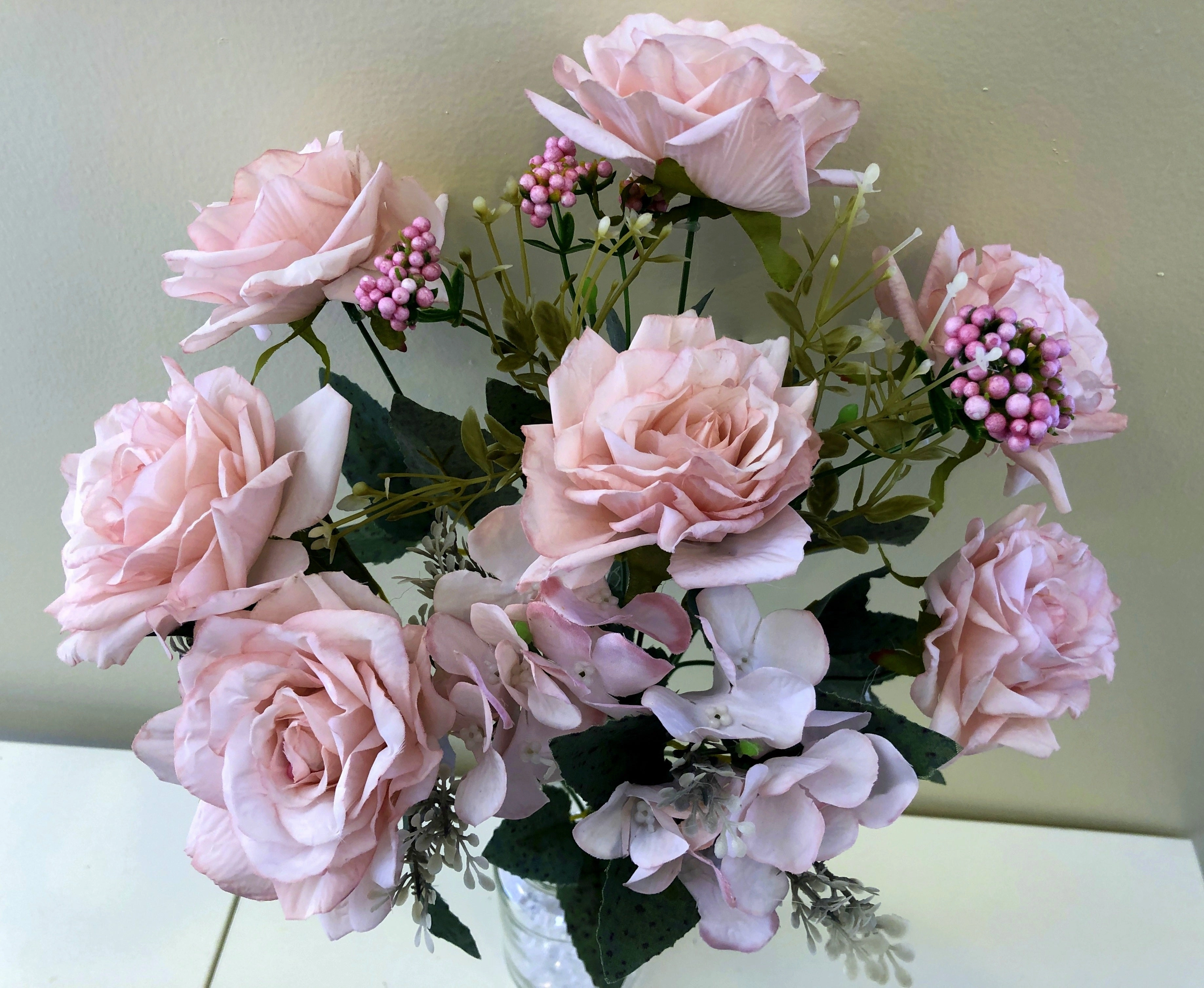 SP0285 Pink Rose Bunch 48cm