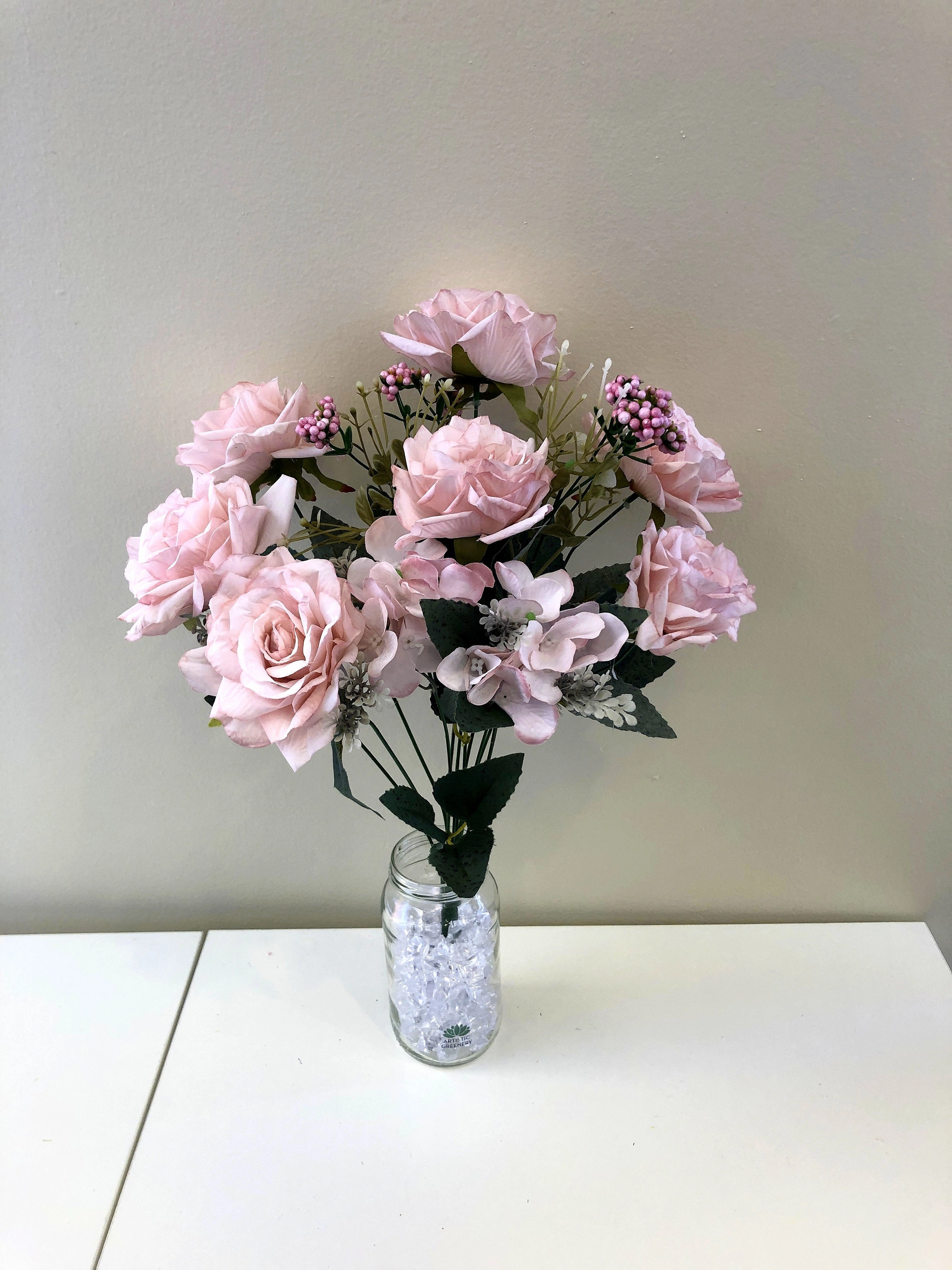 SP0285 Pink Rose Bunch 48cm