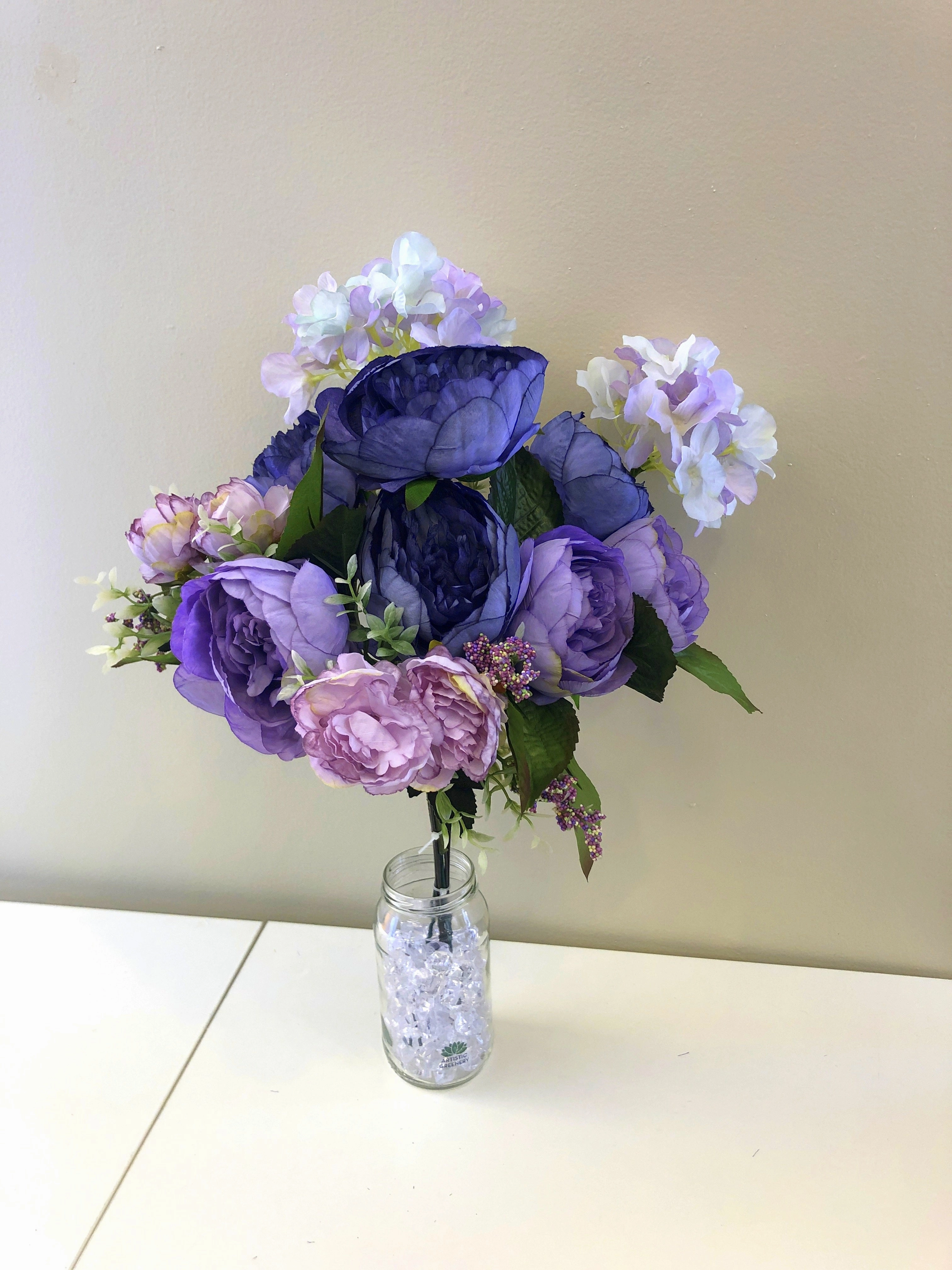 SP0286 Mixed Peony & Hydrangea Bouquet 47cm Purple