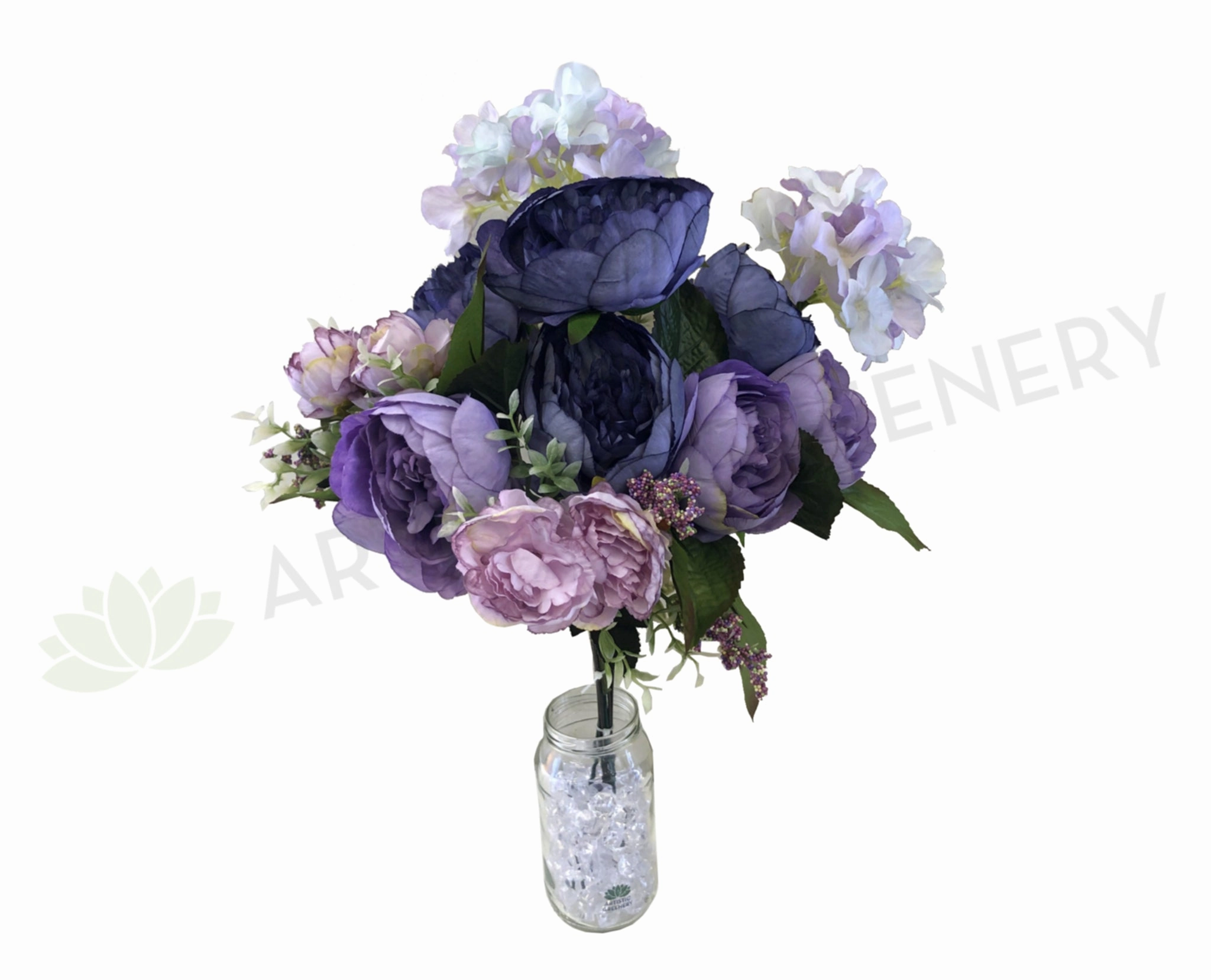 SP0286 Mixed Peony & Hydrangea Bouquet 47cm Purple indoor houseplants  